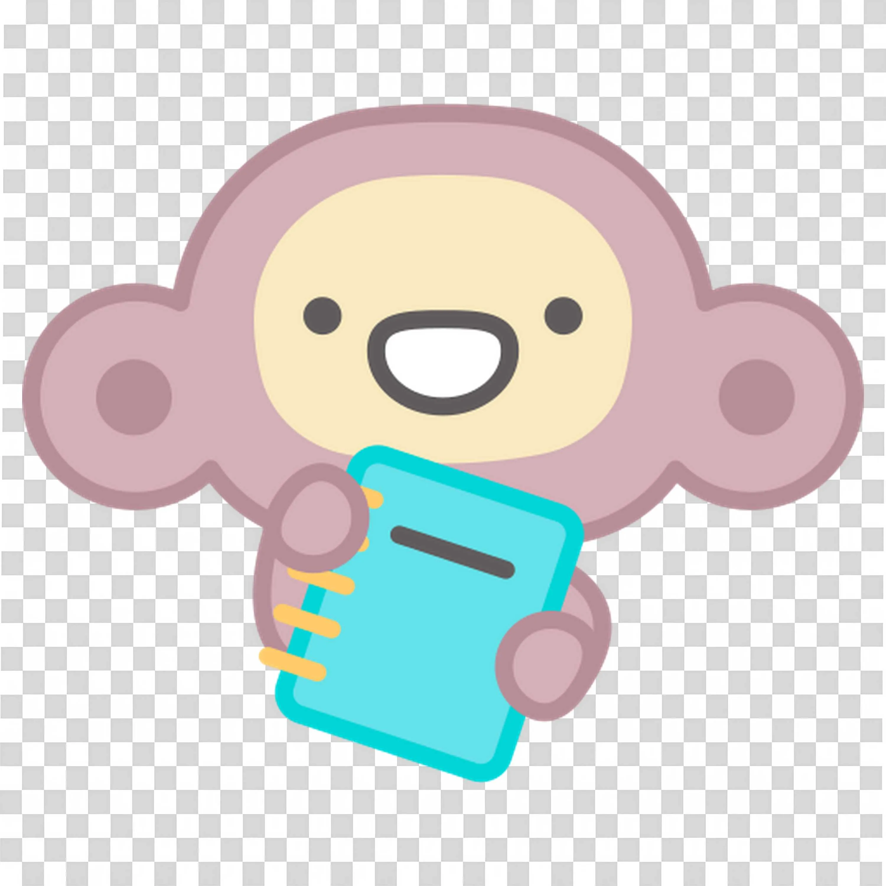 Happy Monkey Holding a Blue Notebook for Studying PNG Image