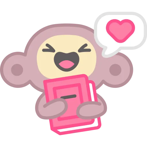 Happy monkey holding a book with love for learning