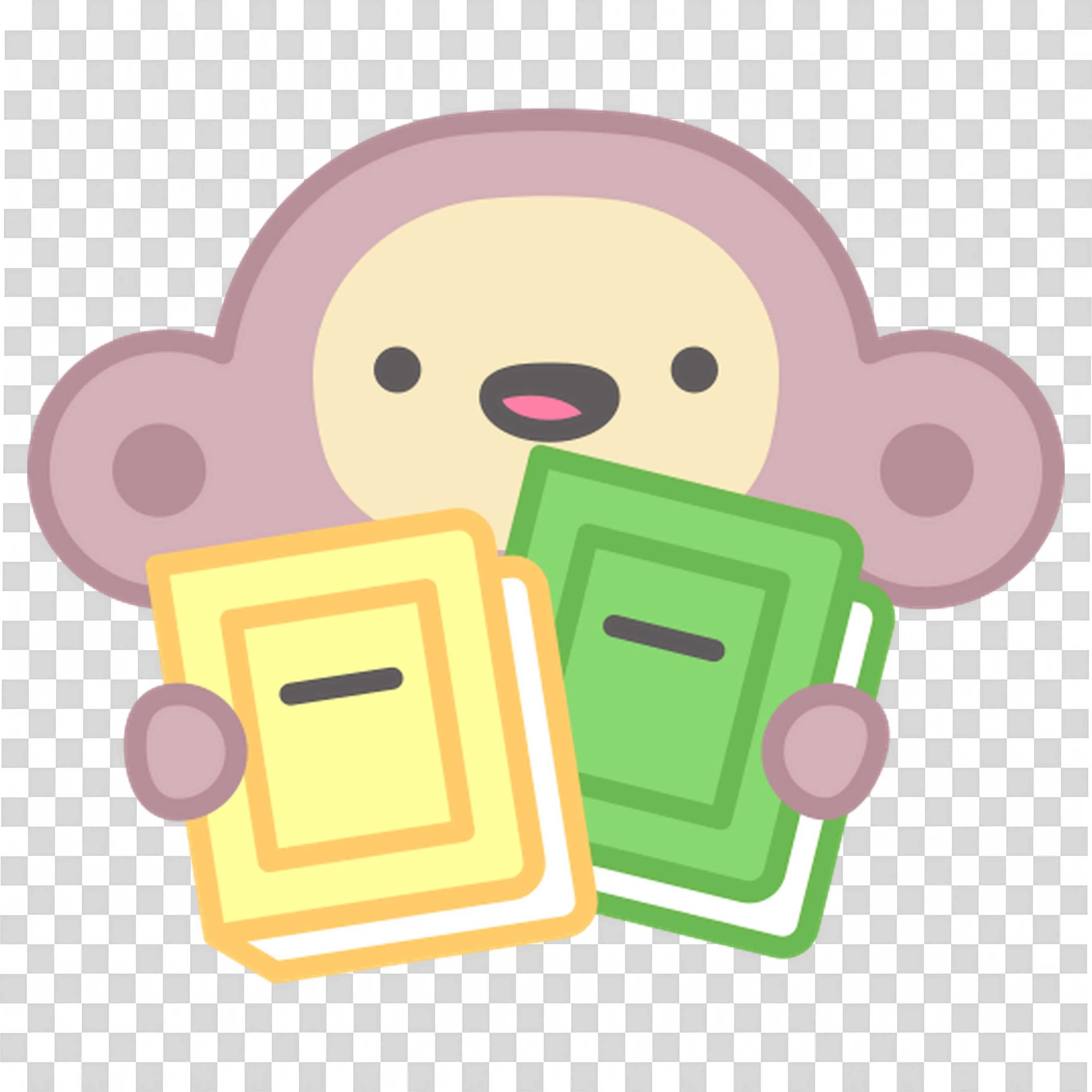 Happy Monkey Holding Two Colourful Books in Both Hands Png