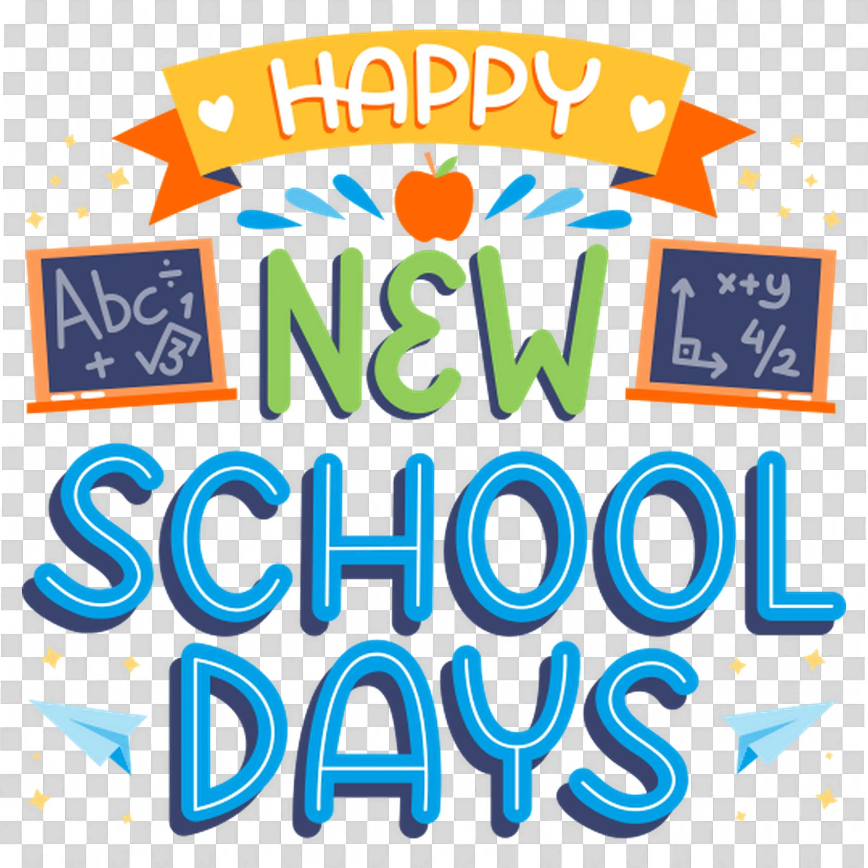 Happy New School Days Colourful Back to School Design Png
