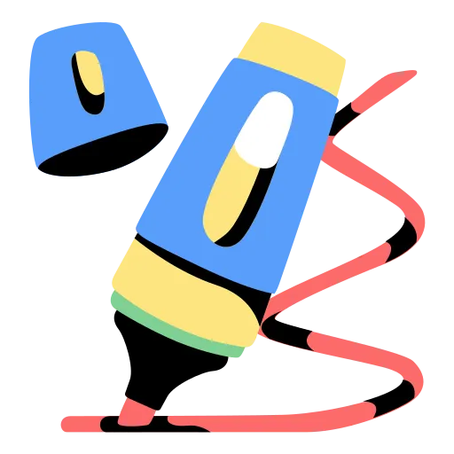 Highlighters and stationery for school and creative learning