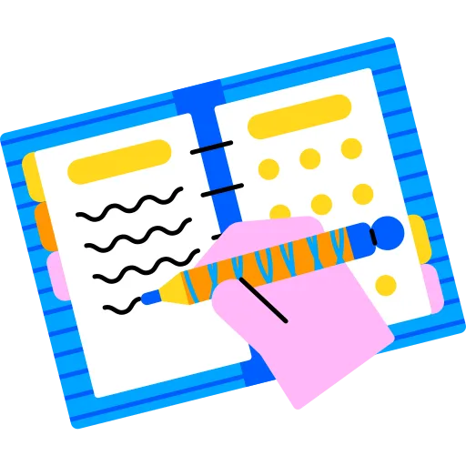 Highlighting key text in open school book free PNG