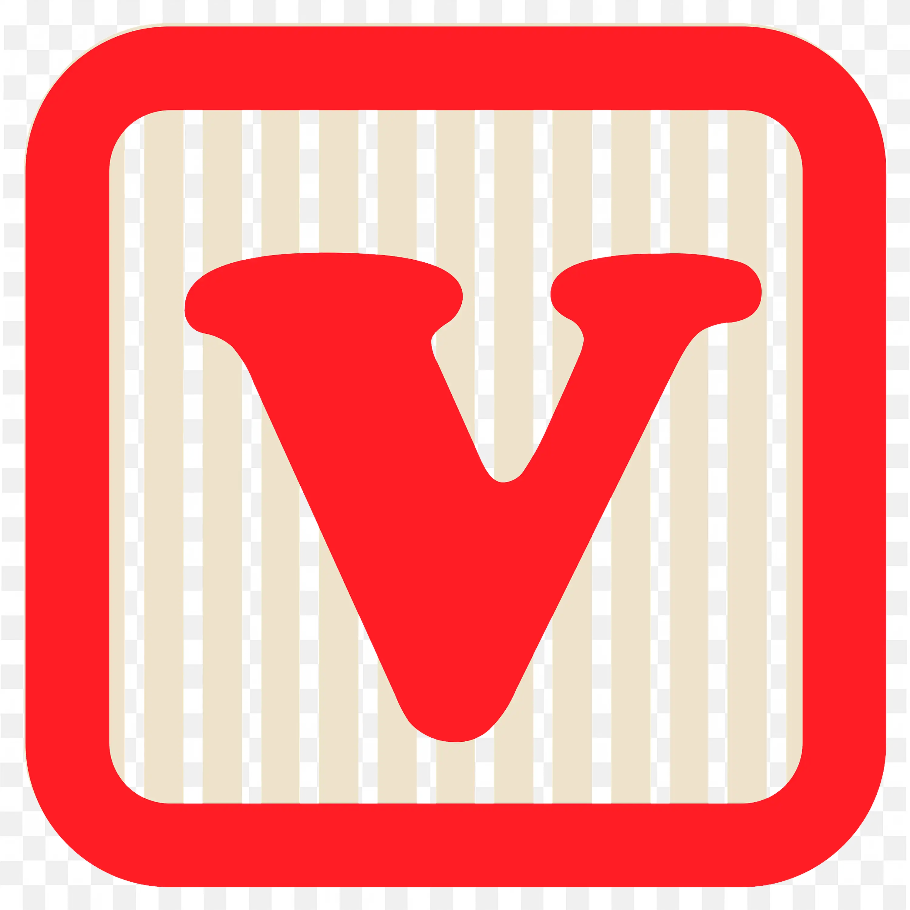 Horizontal Line with Red Frame V Letter PNG Image for Free