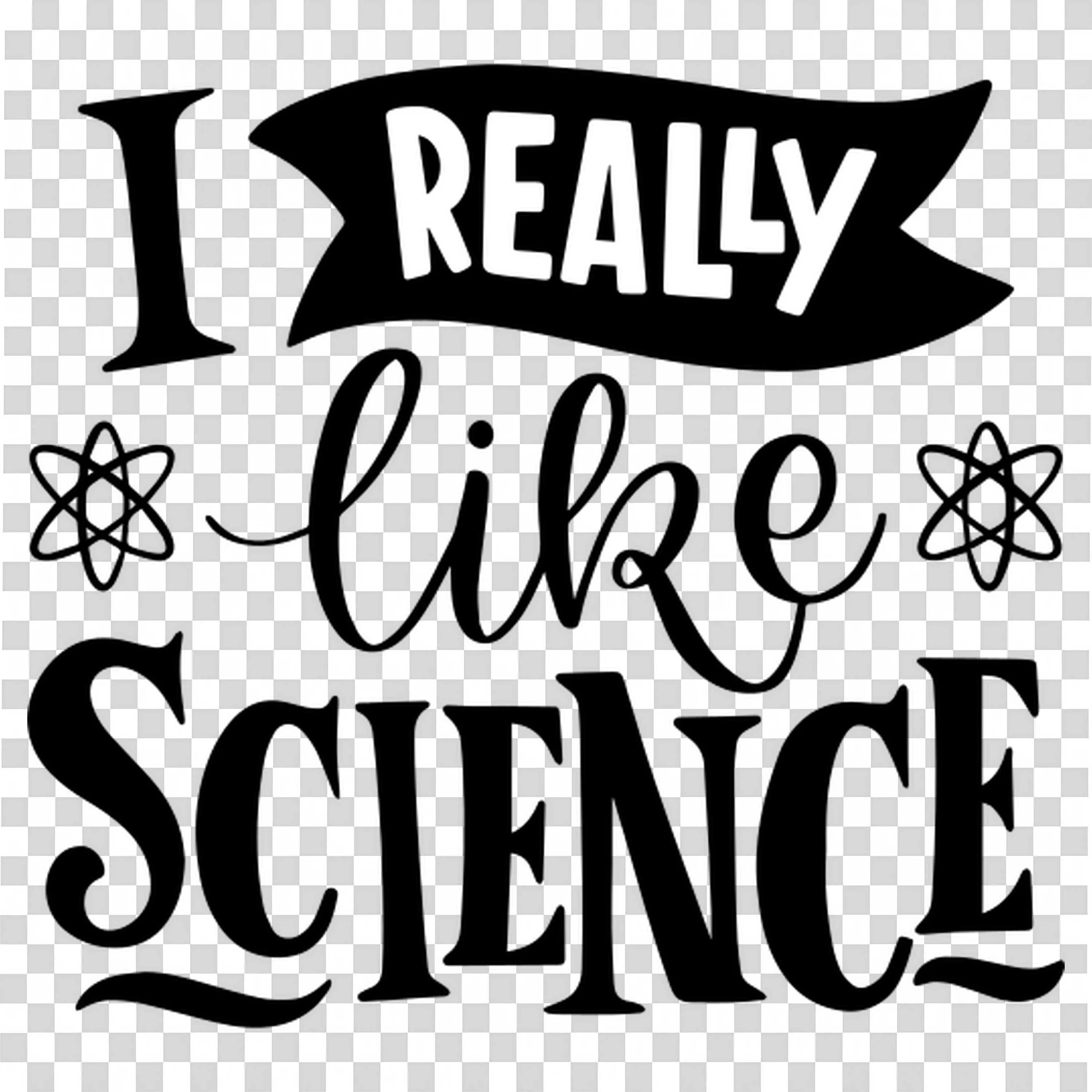 I Really Like Science Inspirational Quote with Atom Symbols