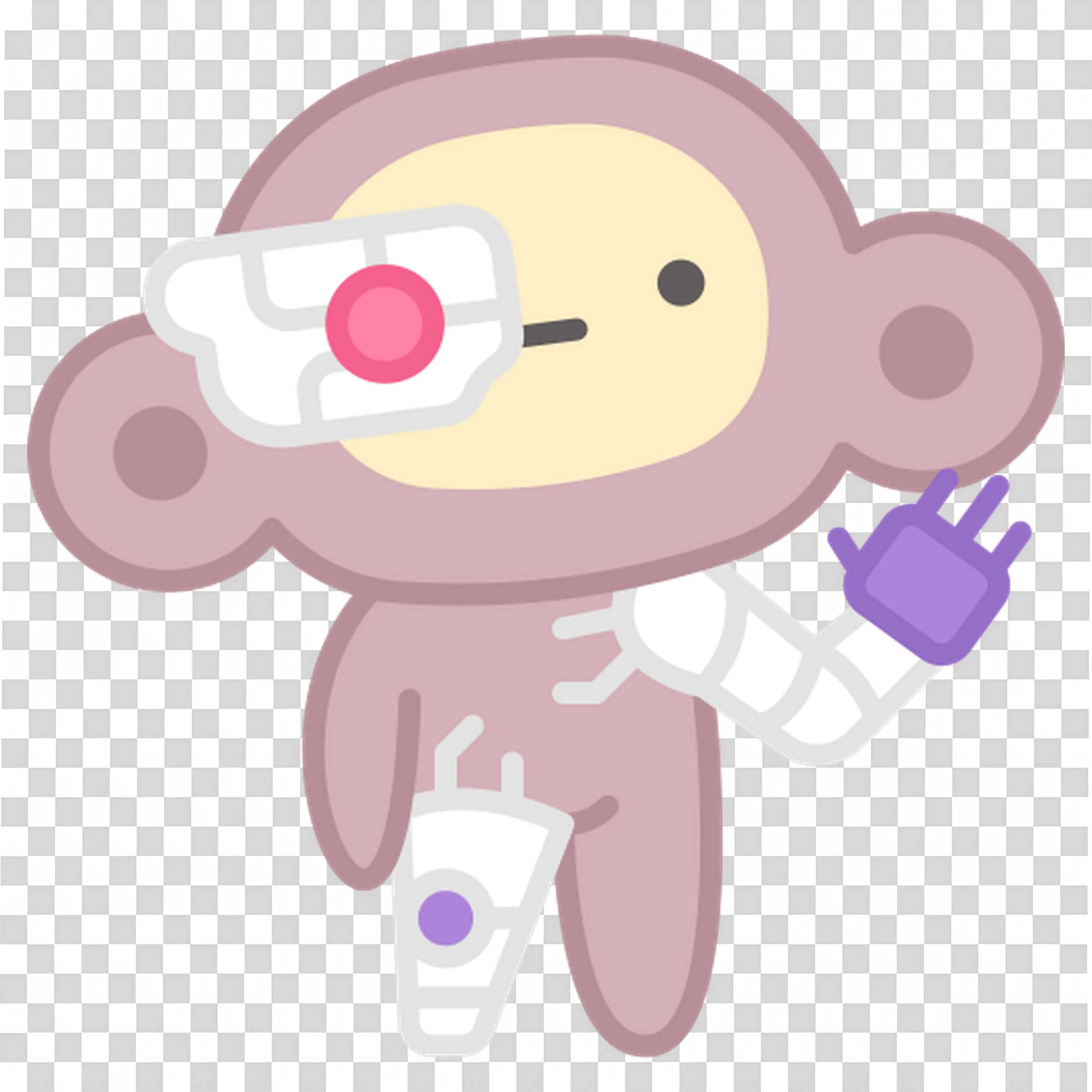 Injured Monkey Character with Bandages and Eye Patch Png