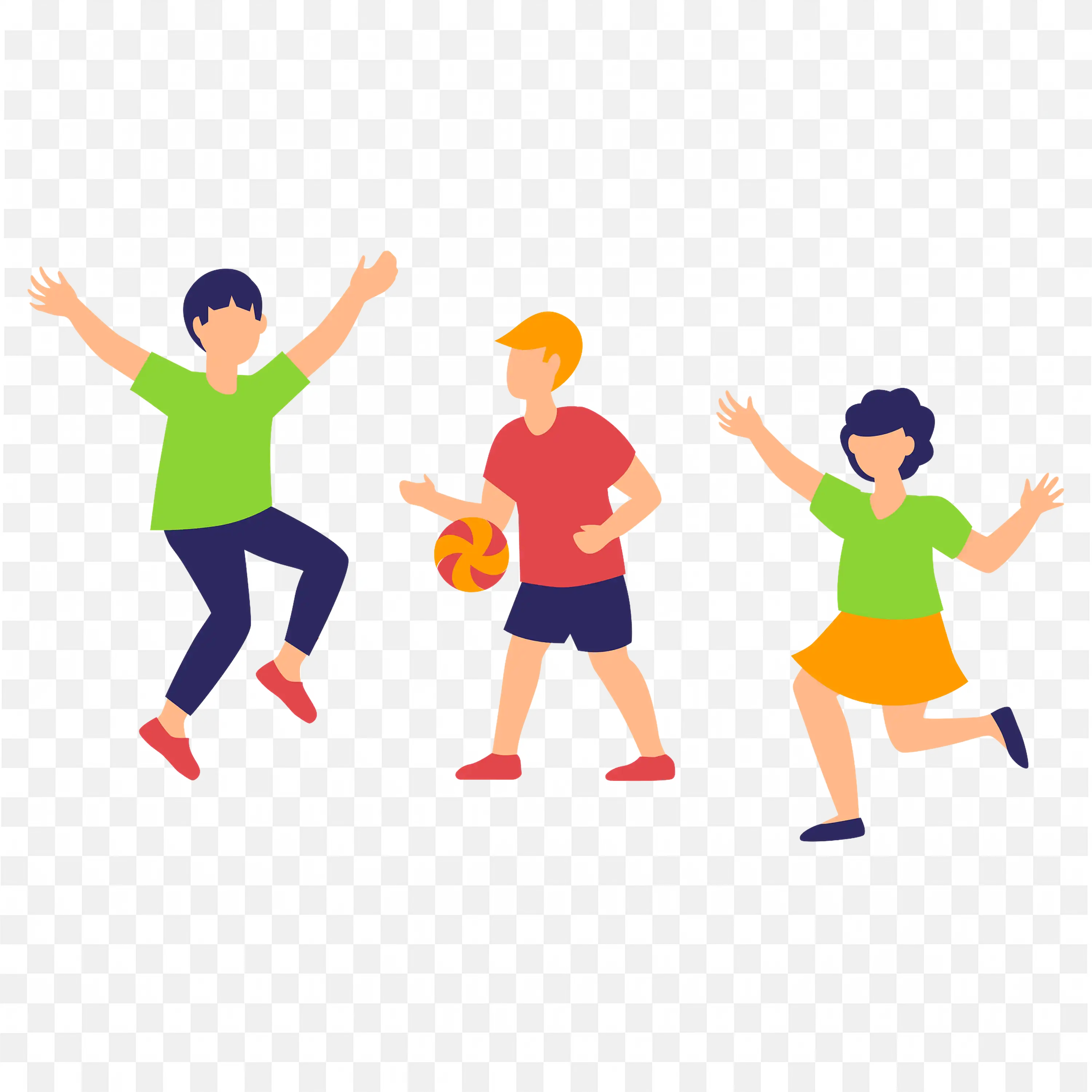 Kids Playing with a Ball Happy Childhood Moments PNG