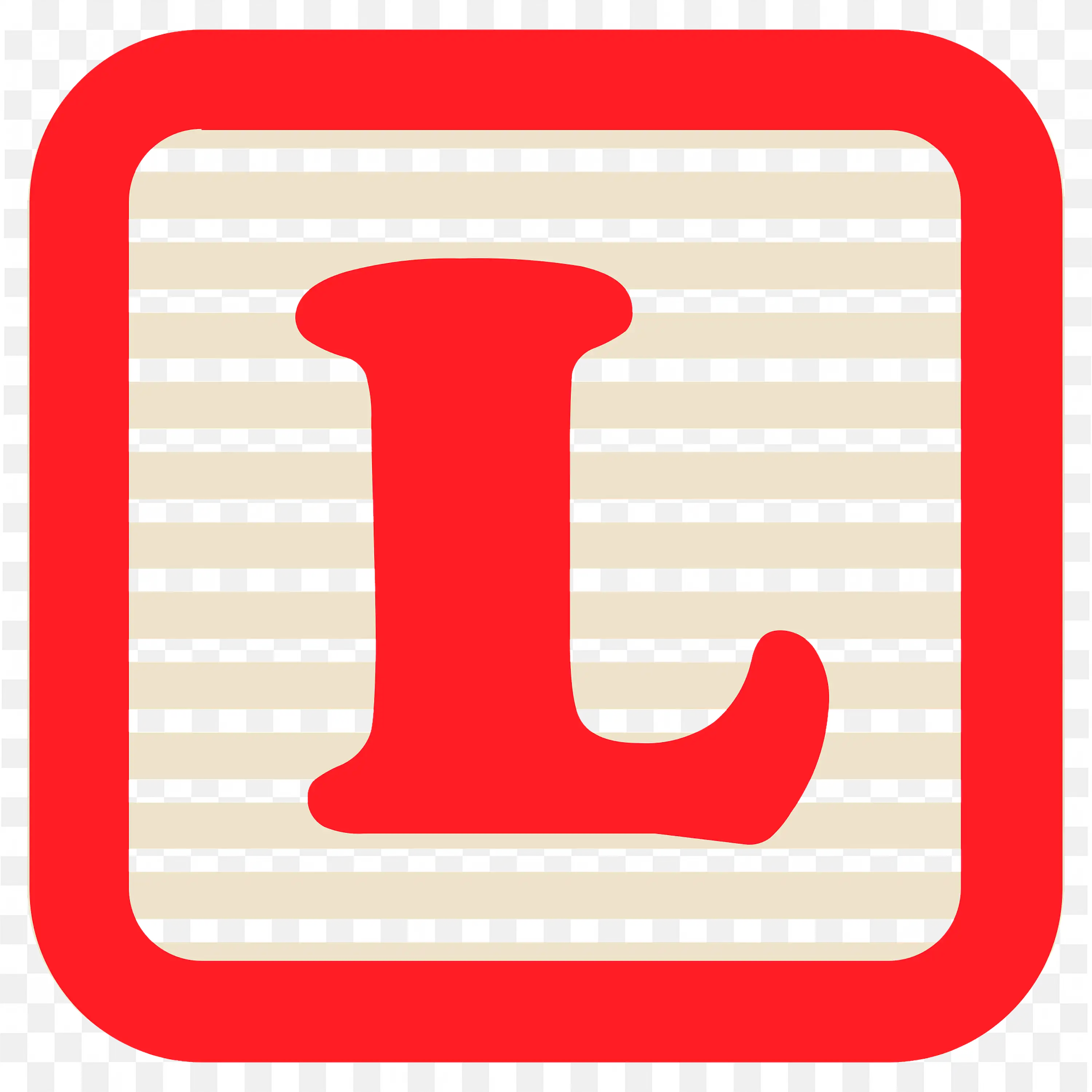 L Letter in Red with a Black Cross Out Linear Design Free PNG