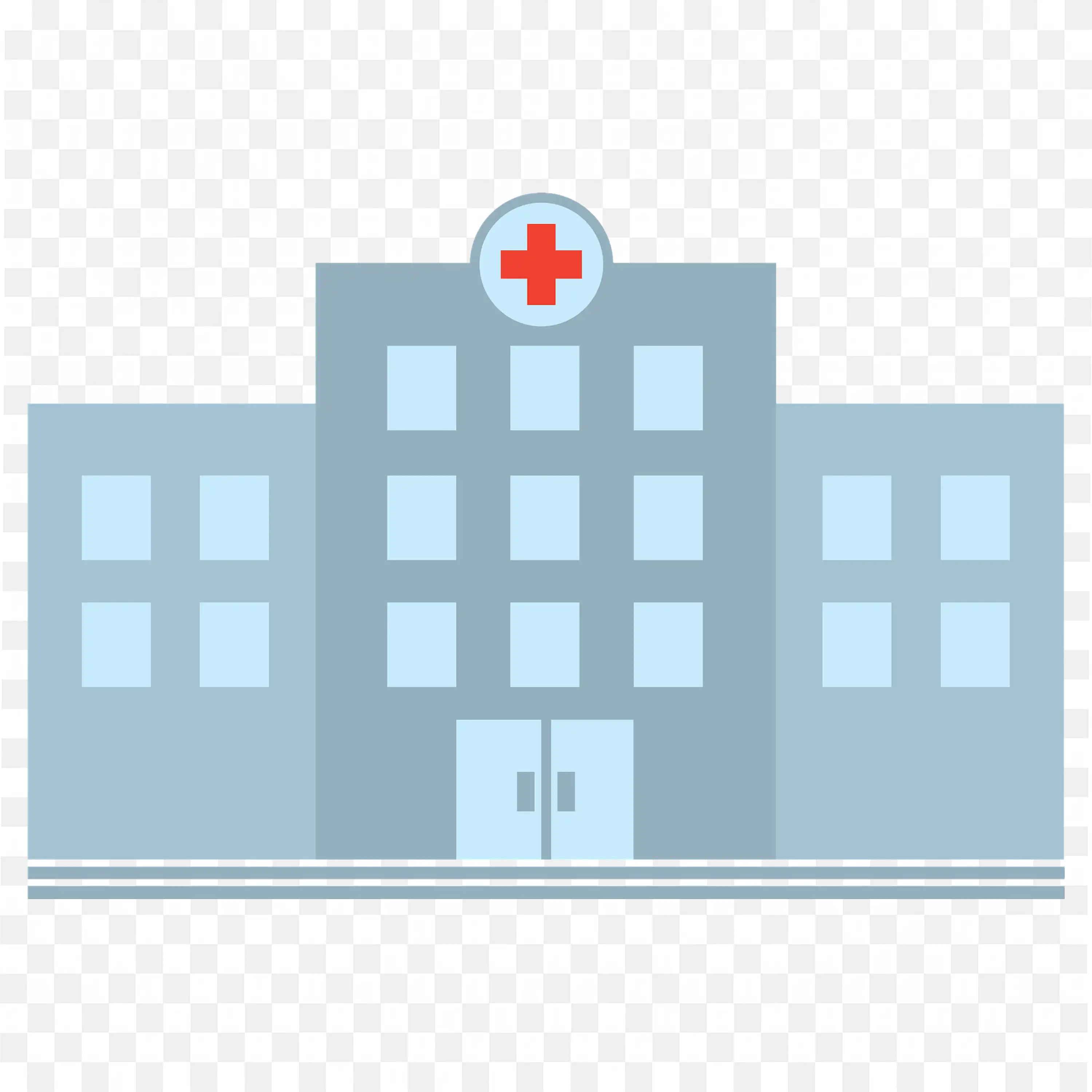 Large Hospital with the Medical Cross at the Centre PNG Free
