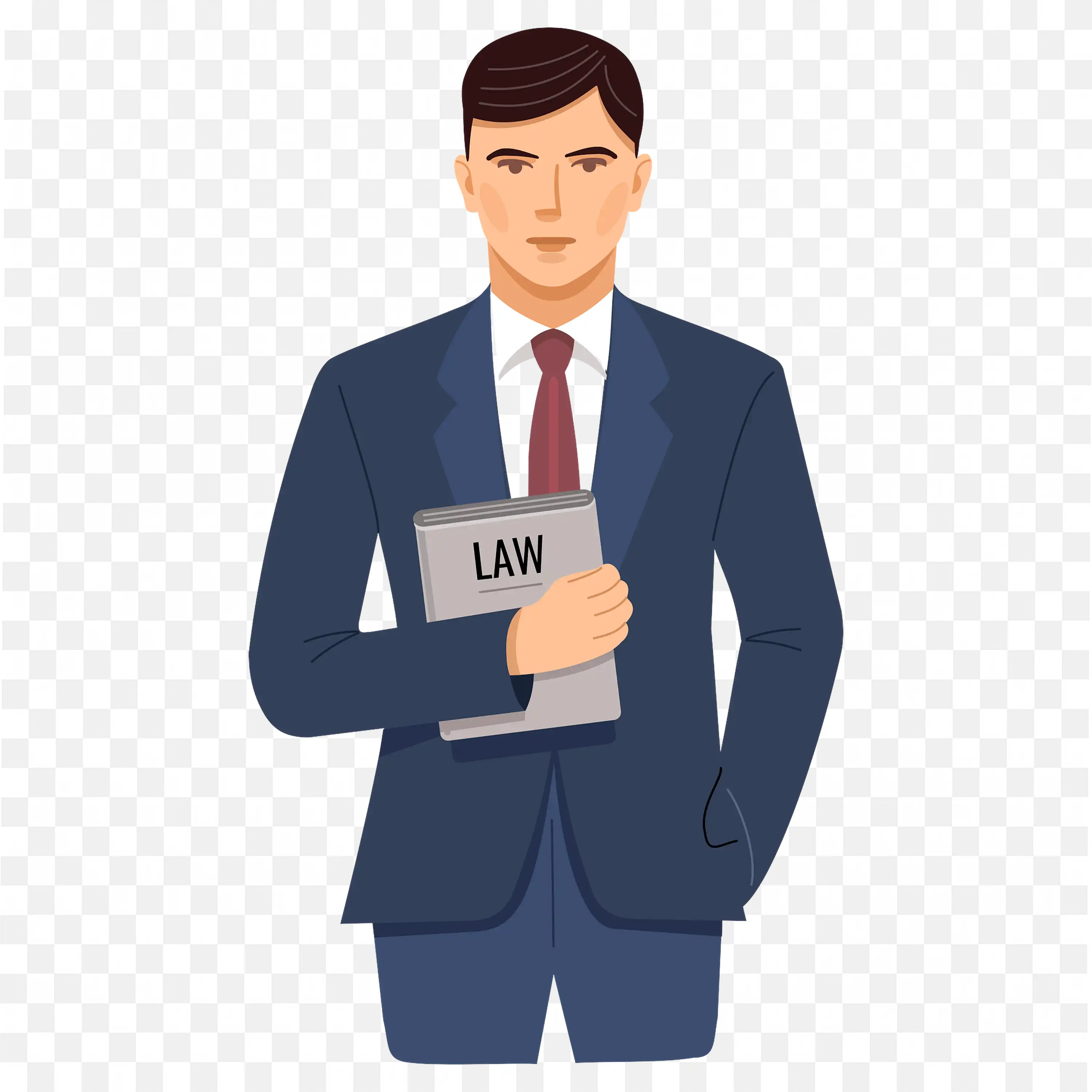Lawyer with a Blue Suit Holding a Law Book Free PNG Image