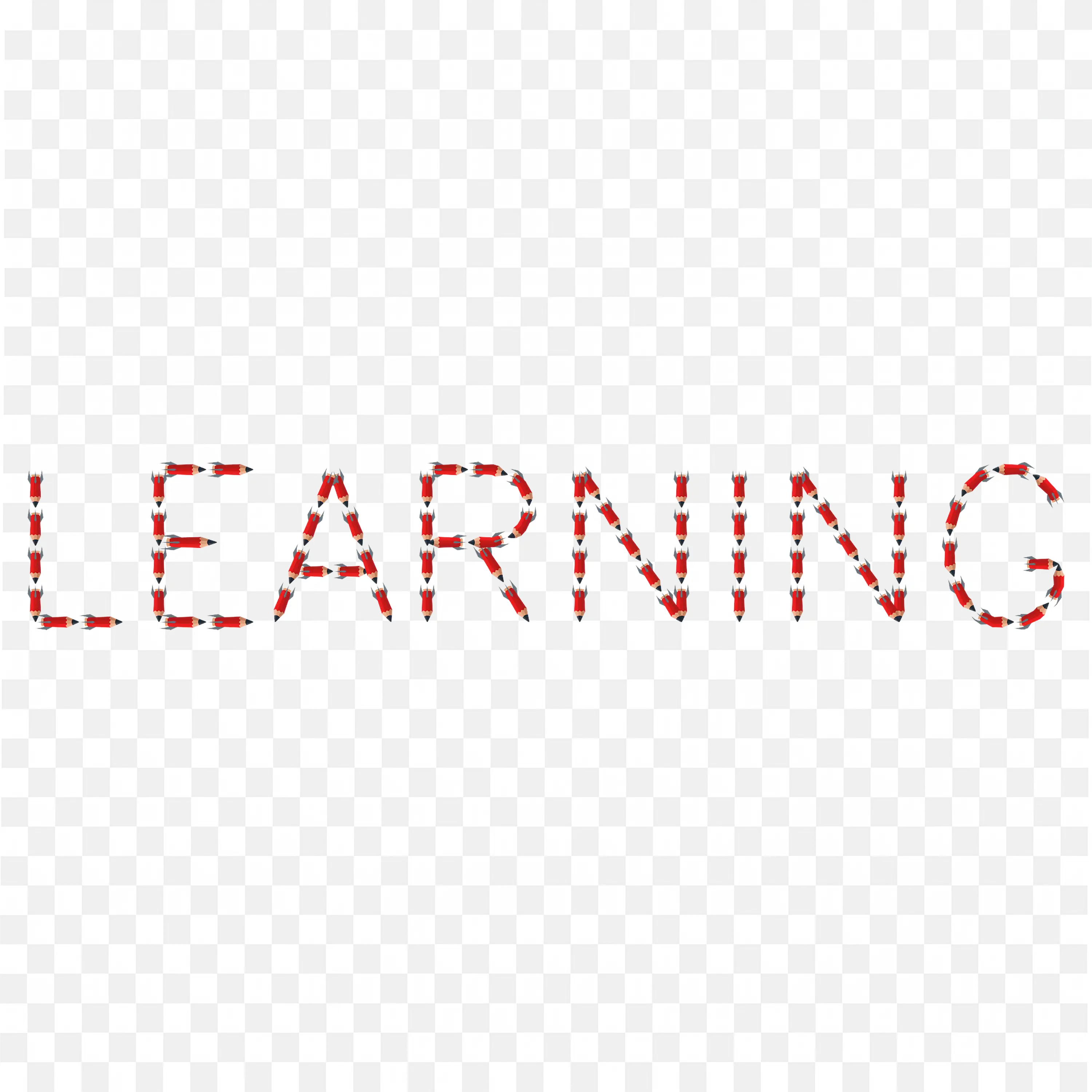 Learning Text Made with Red Pencils PNG Graphic Image