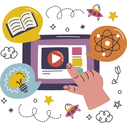 Learning Tools and Gear Icons for STEM Education PNG