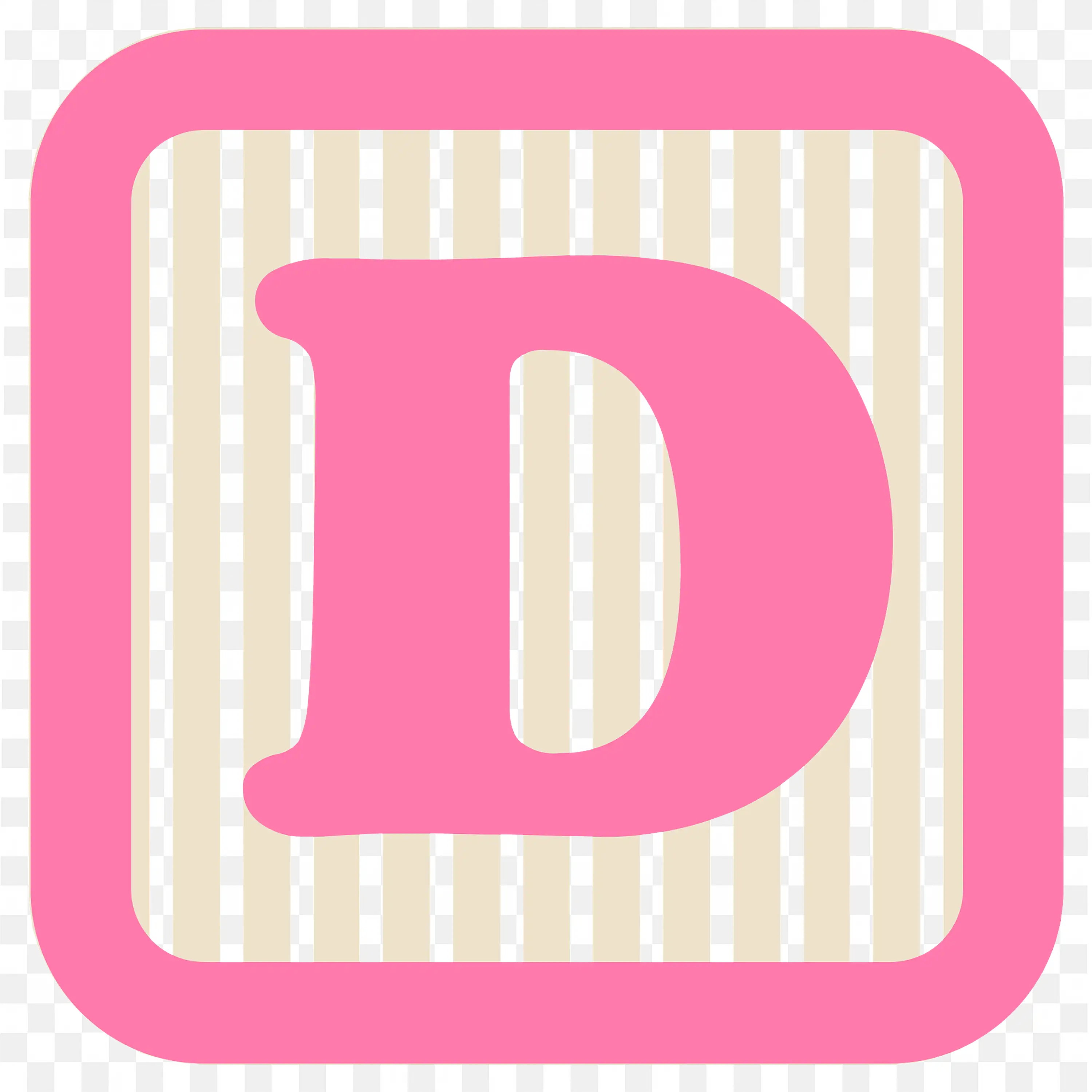 Letter D in Pink Block with Band Design PNG Download Free