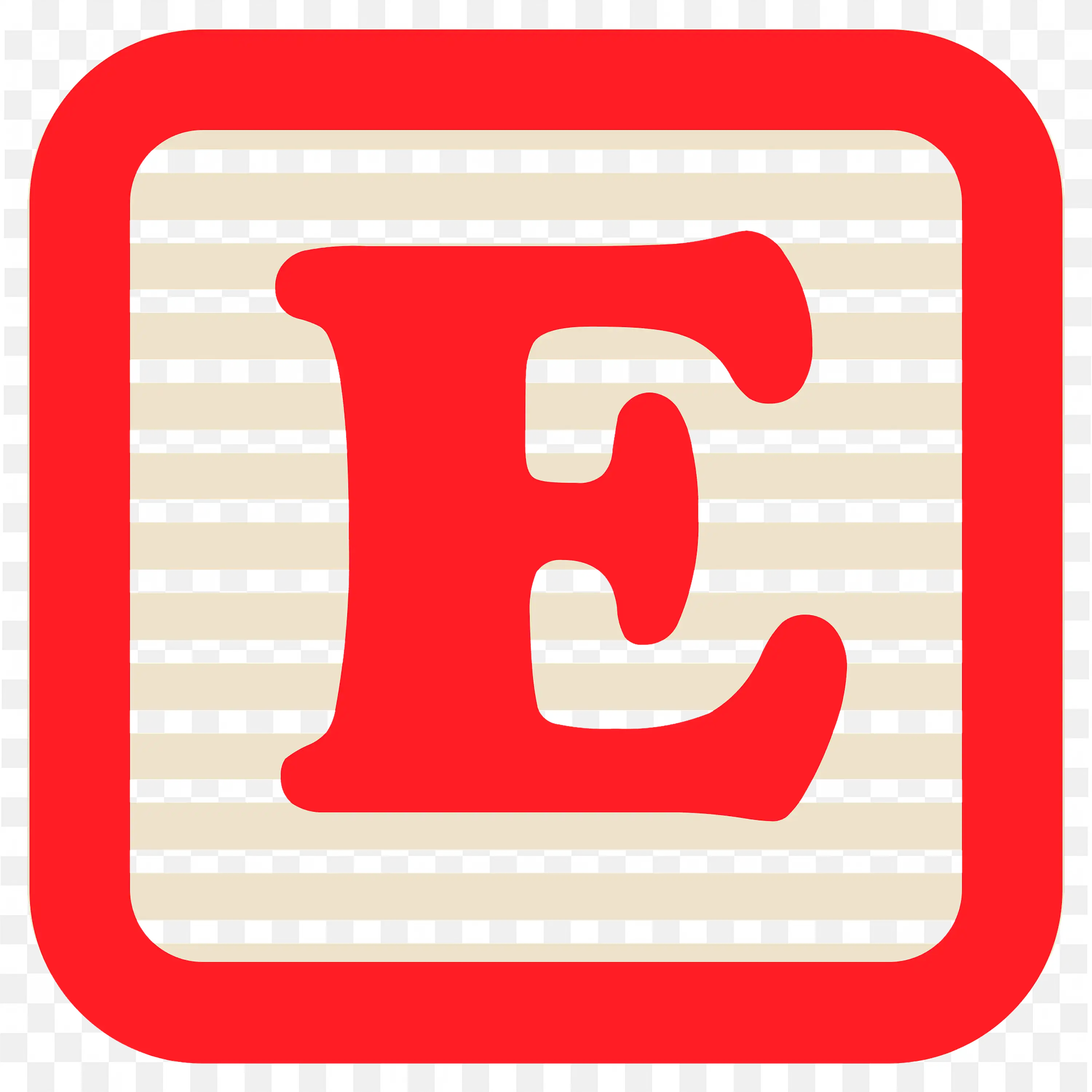 Letter E with Red and Horizontal Line PNG Image Free Download