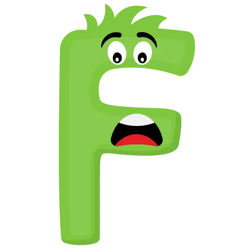Letter F With Face Used for Teaching Alphabet and Phonics