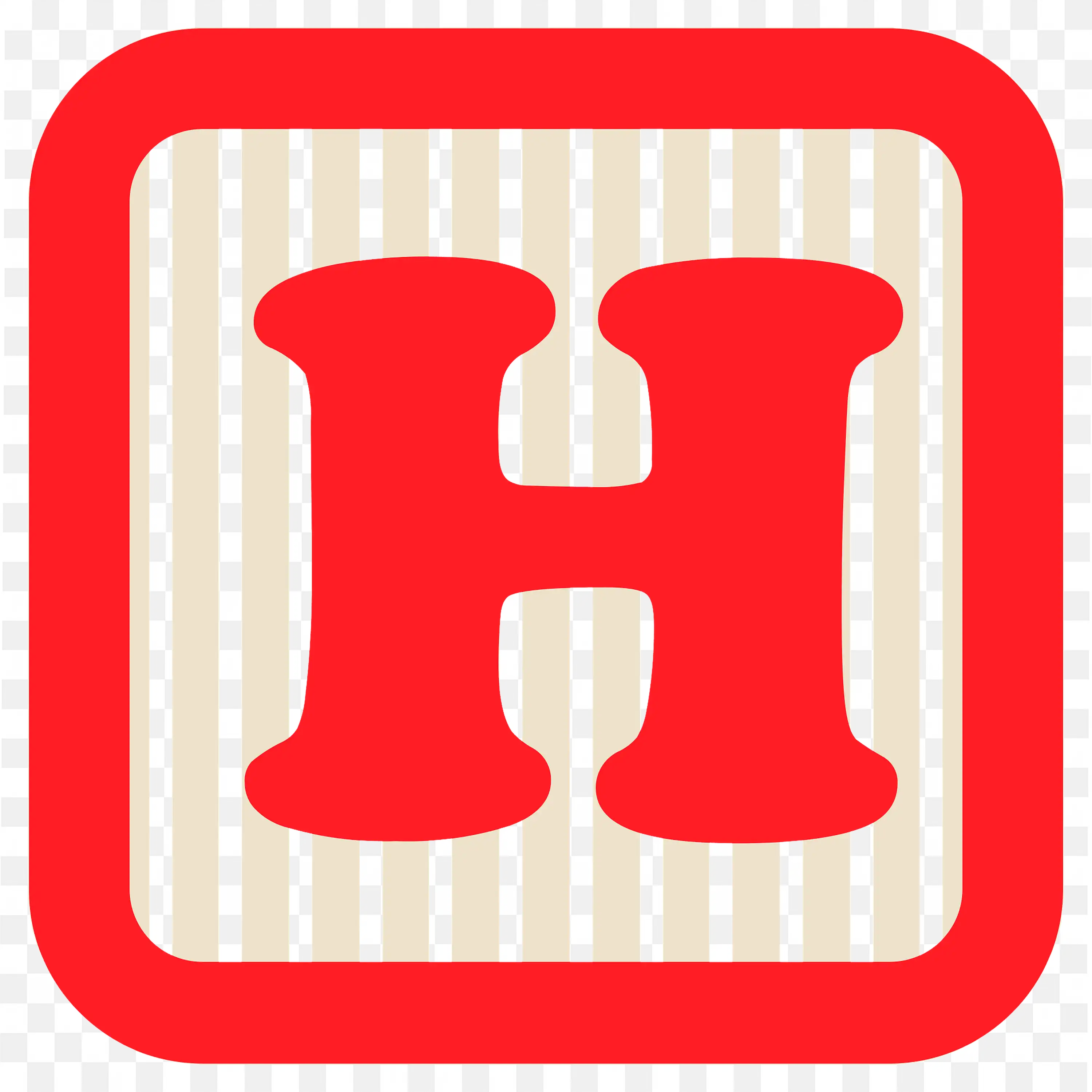 Letter H in a Bright Red Frame and Vertical Line Free PNG