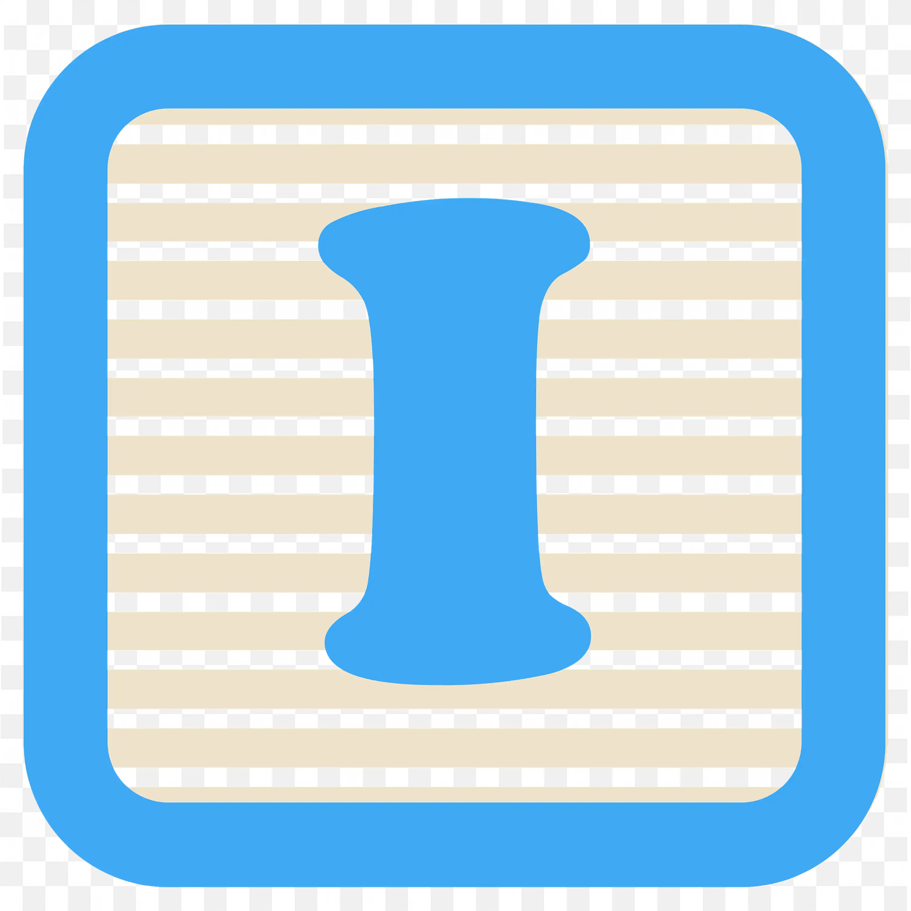 Letter I Blocked in a Linear Design with Blue Frame PNG Image