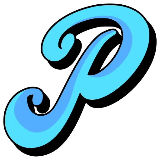 Letter P in bright blue for alphabet and literacy learning