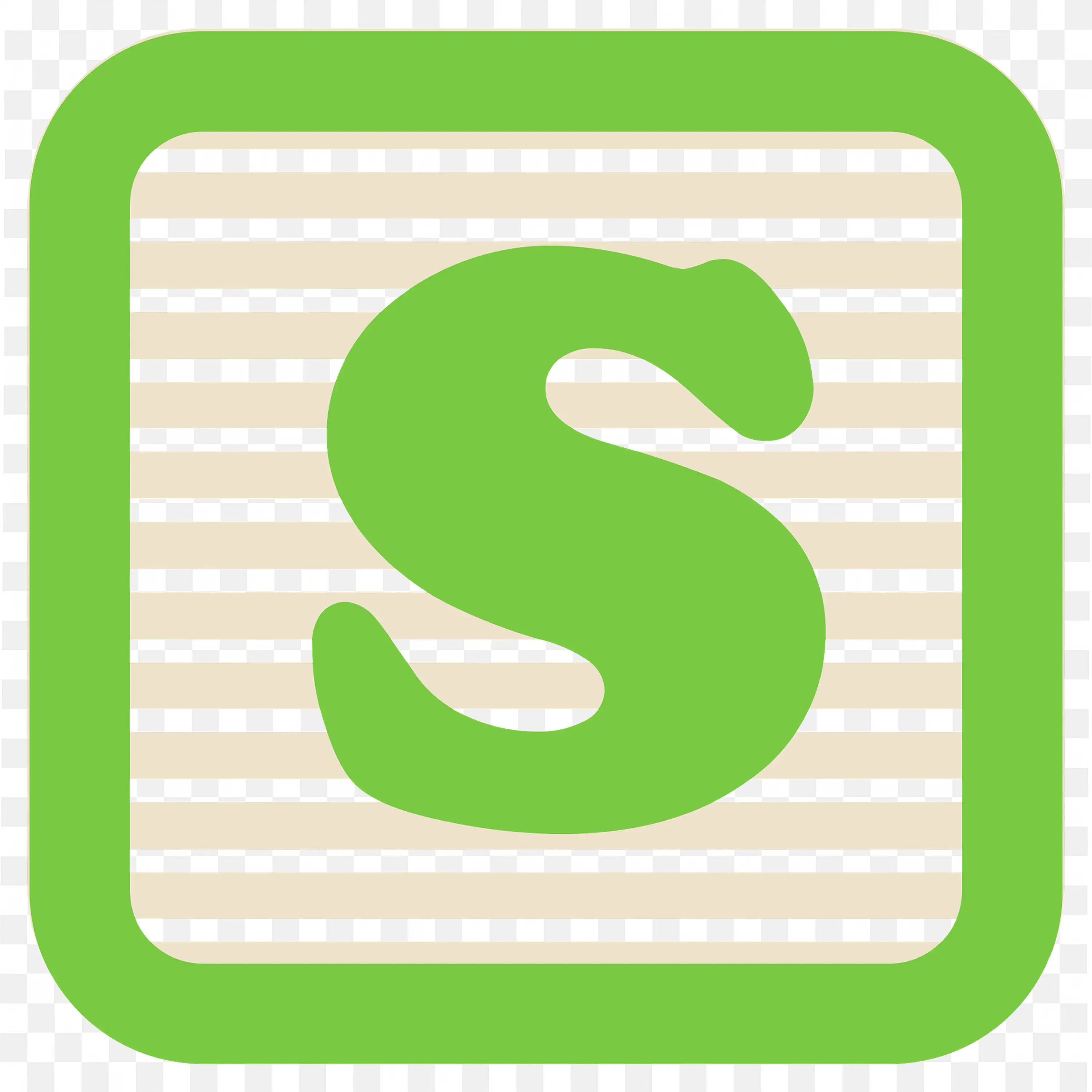 Letter S in Green and Black Horizontal Striped Design PNG