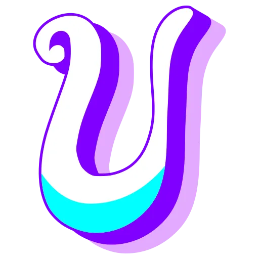 Letter U in Rainbow Colors Used for Alphabet Learning Fun