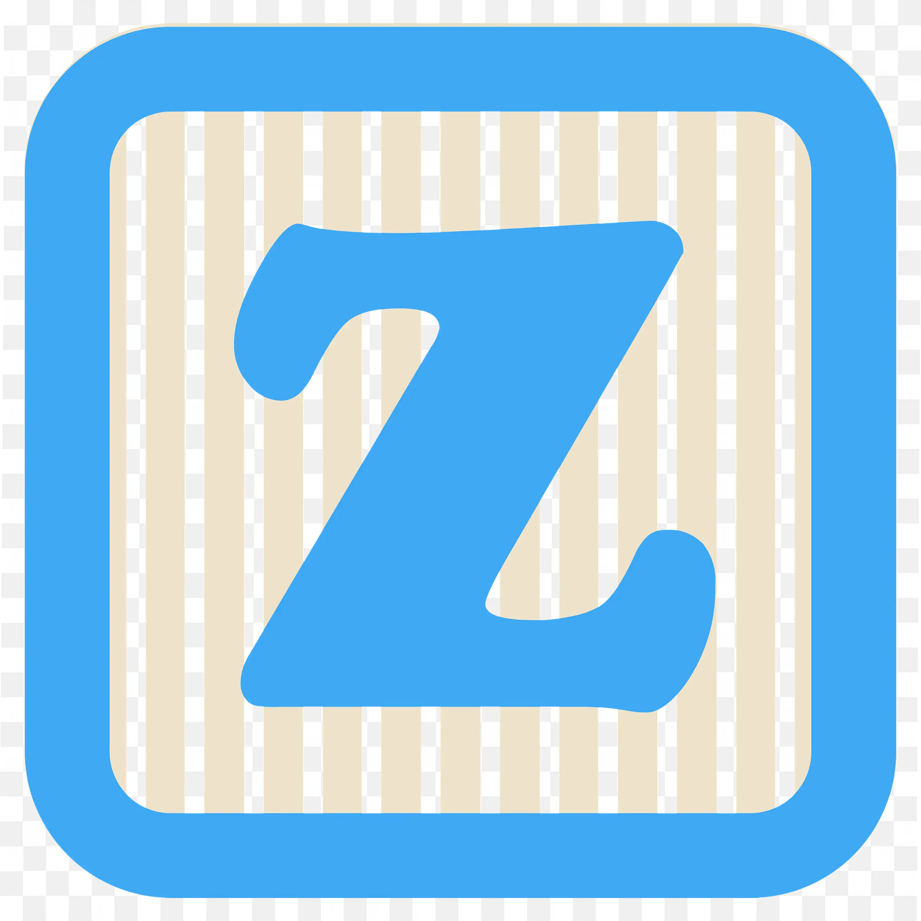 Letter Z Inside the Blue Frame and Vertical Lines PNG Free