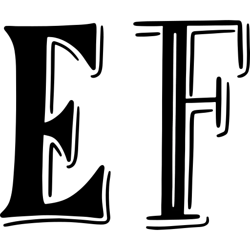 Letters E and F in bold uppercase black font PNG download