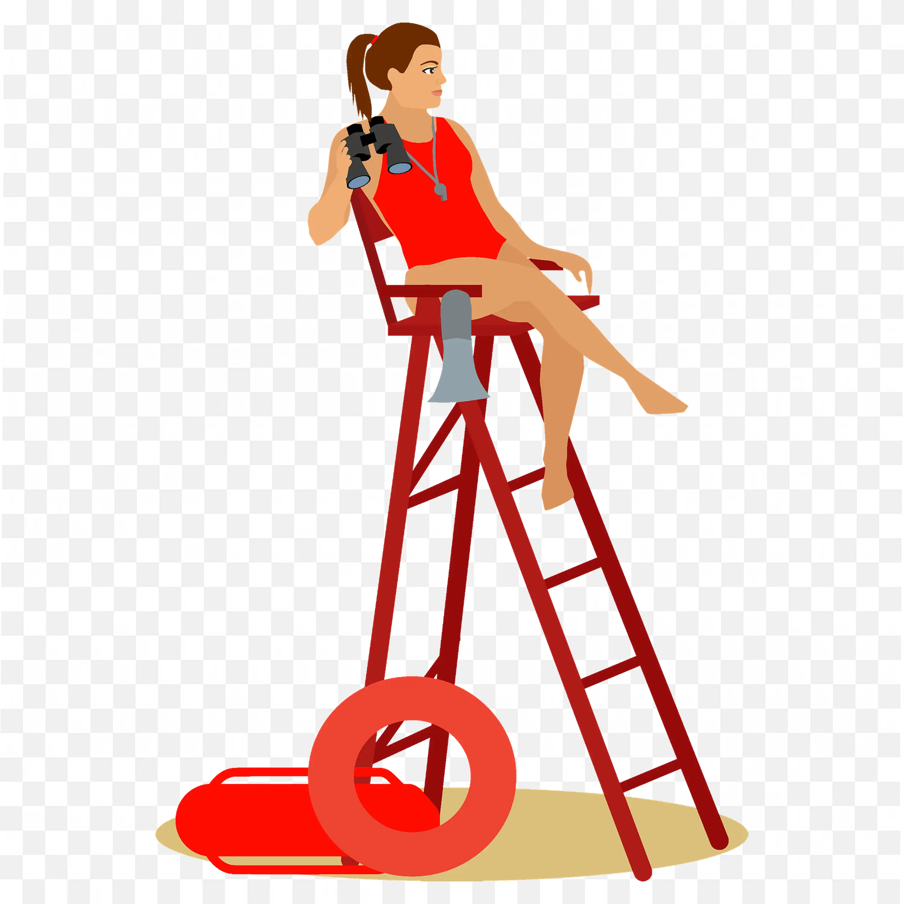 Lifeguard Watching Over the Beach with Zoom Lenses PNG