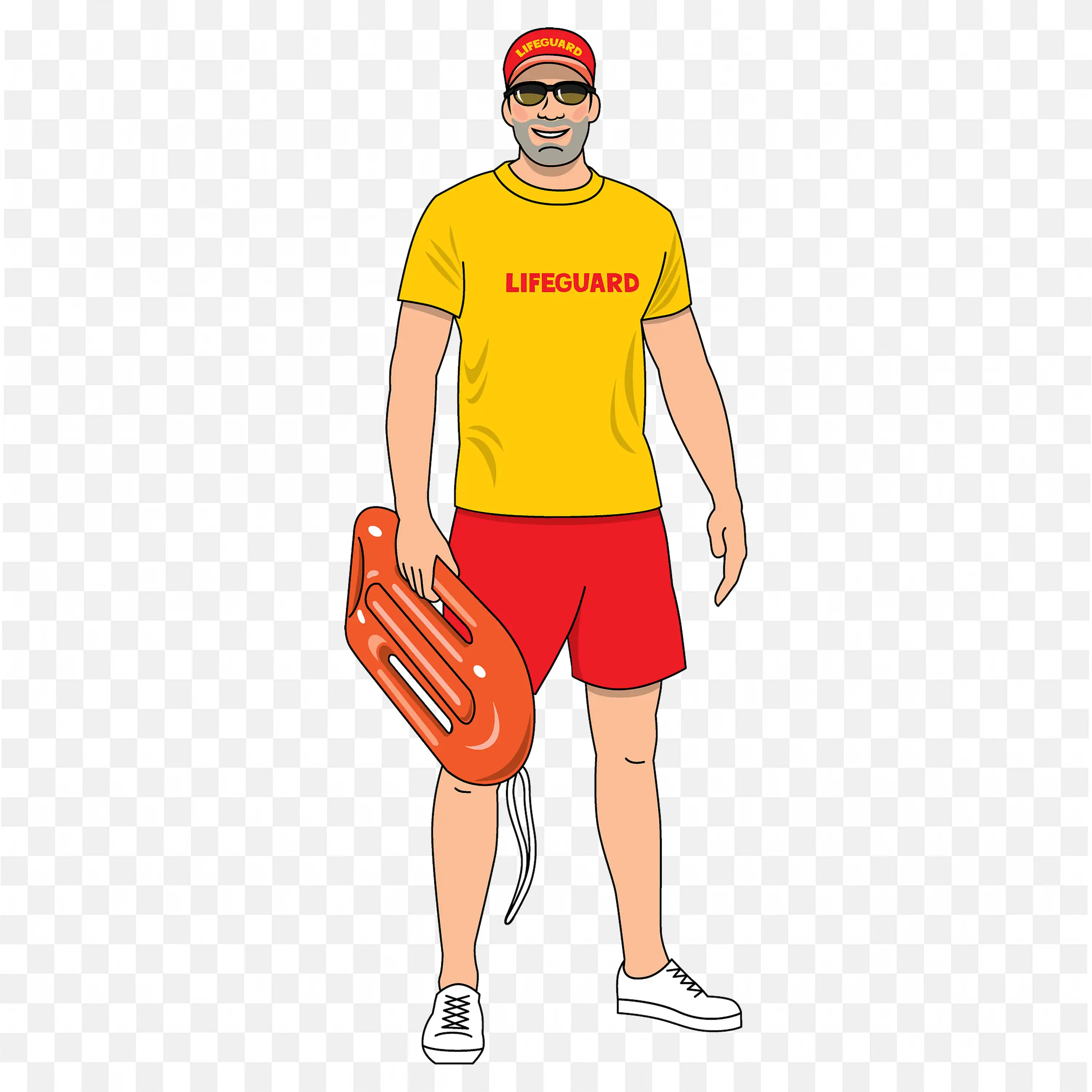 Lifeguard in Yellow Shirt and Red Shorts PNG Download