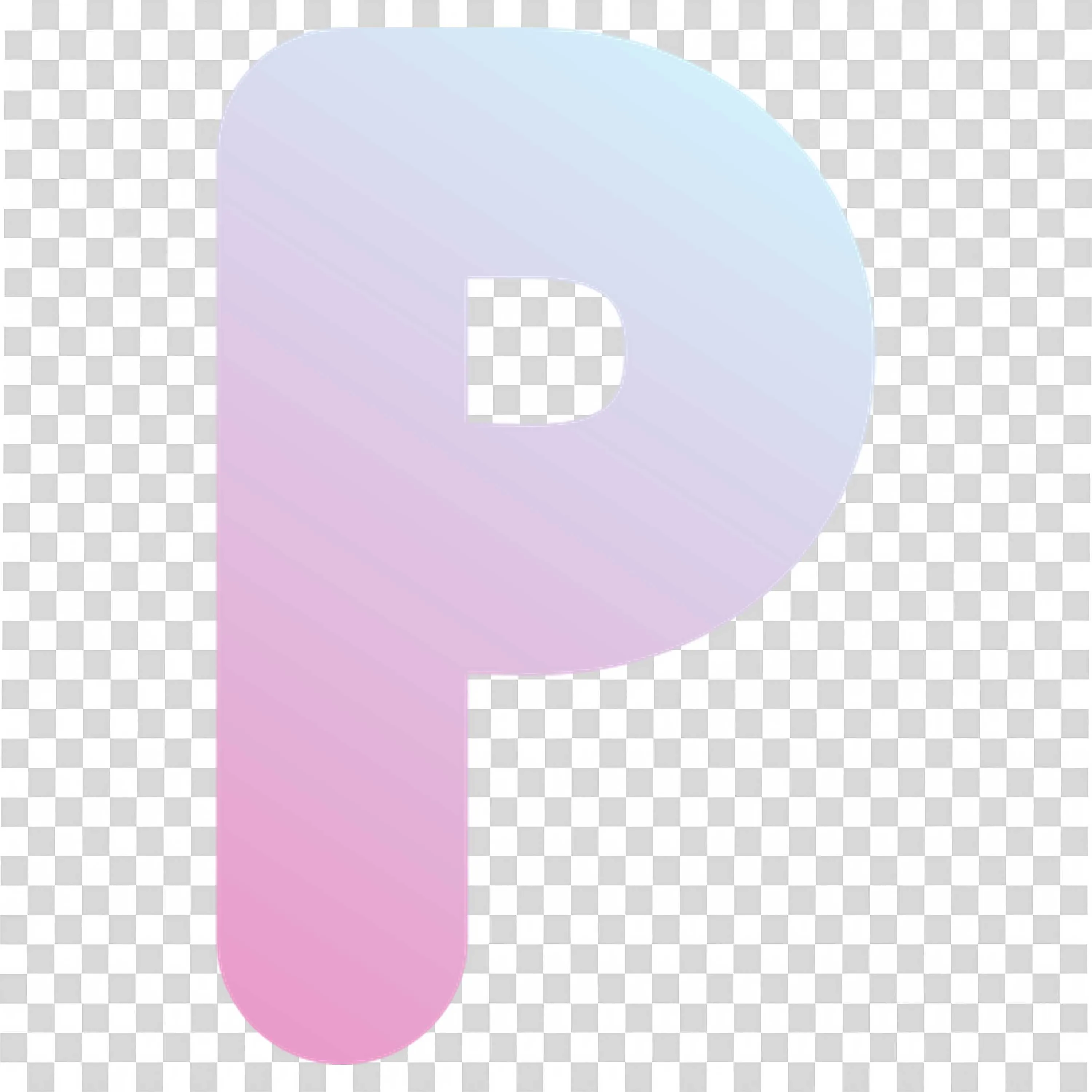 Light Pastel Colour Letter P on a Transparent Background Png