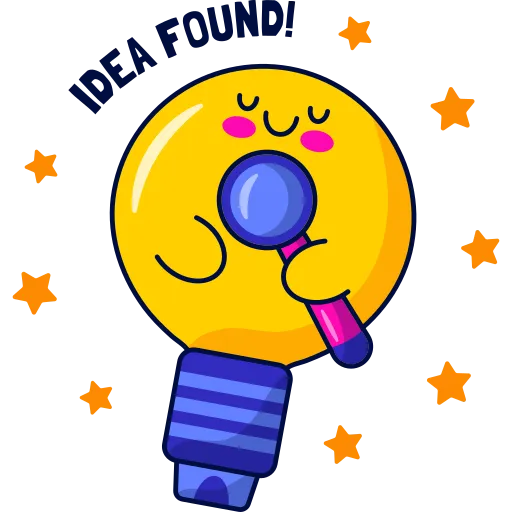 Lightbulb character having bright idea in school setting