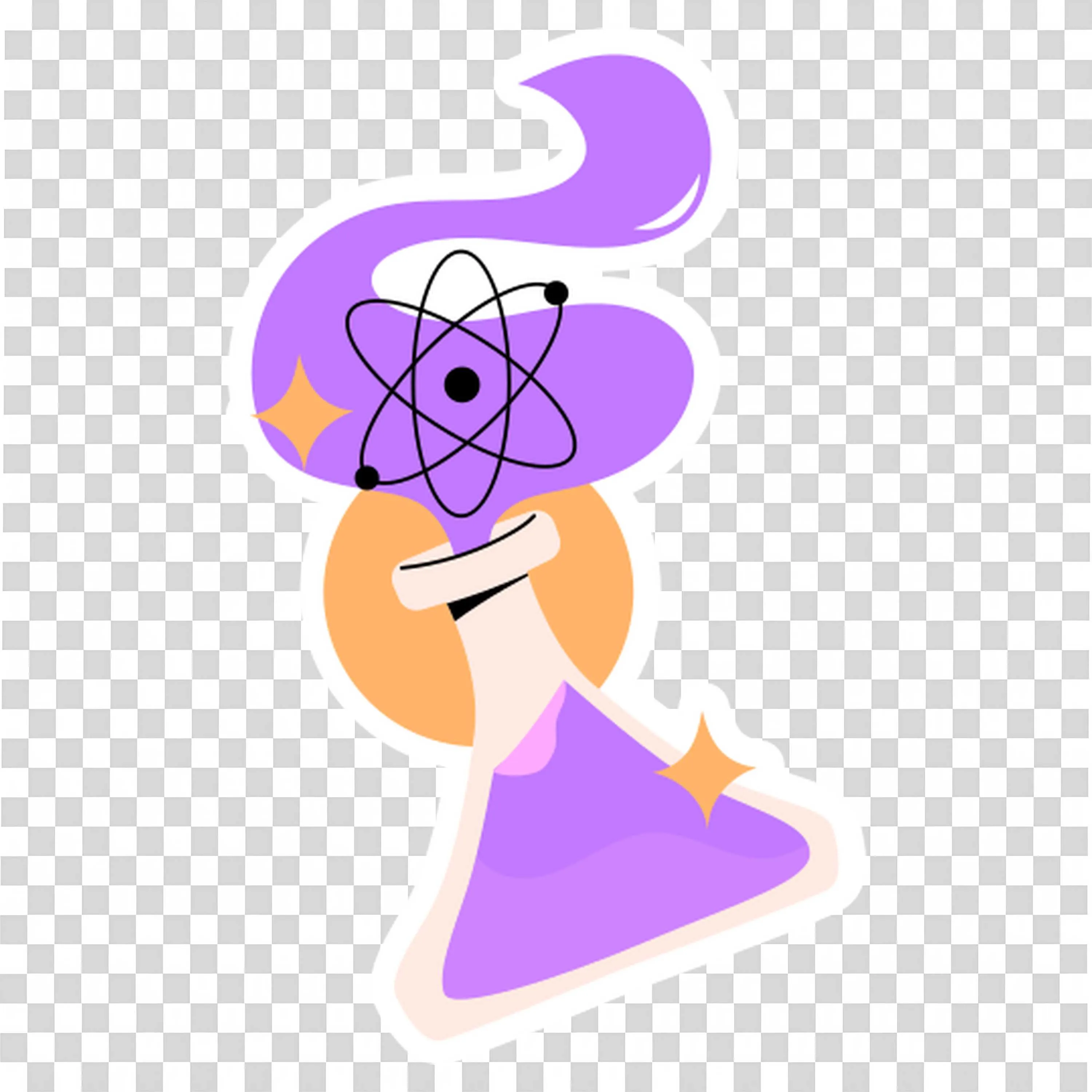 Magical Science Potion with An Atom Symbol and Purple Smoke