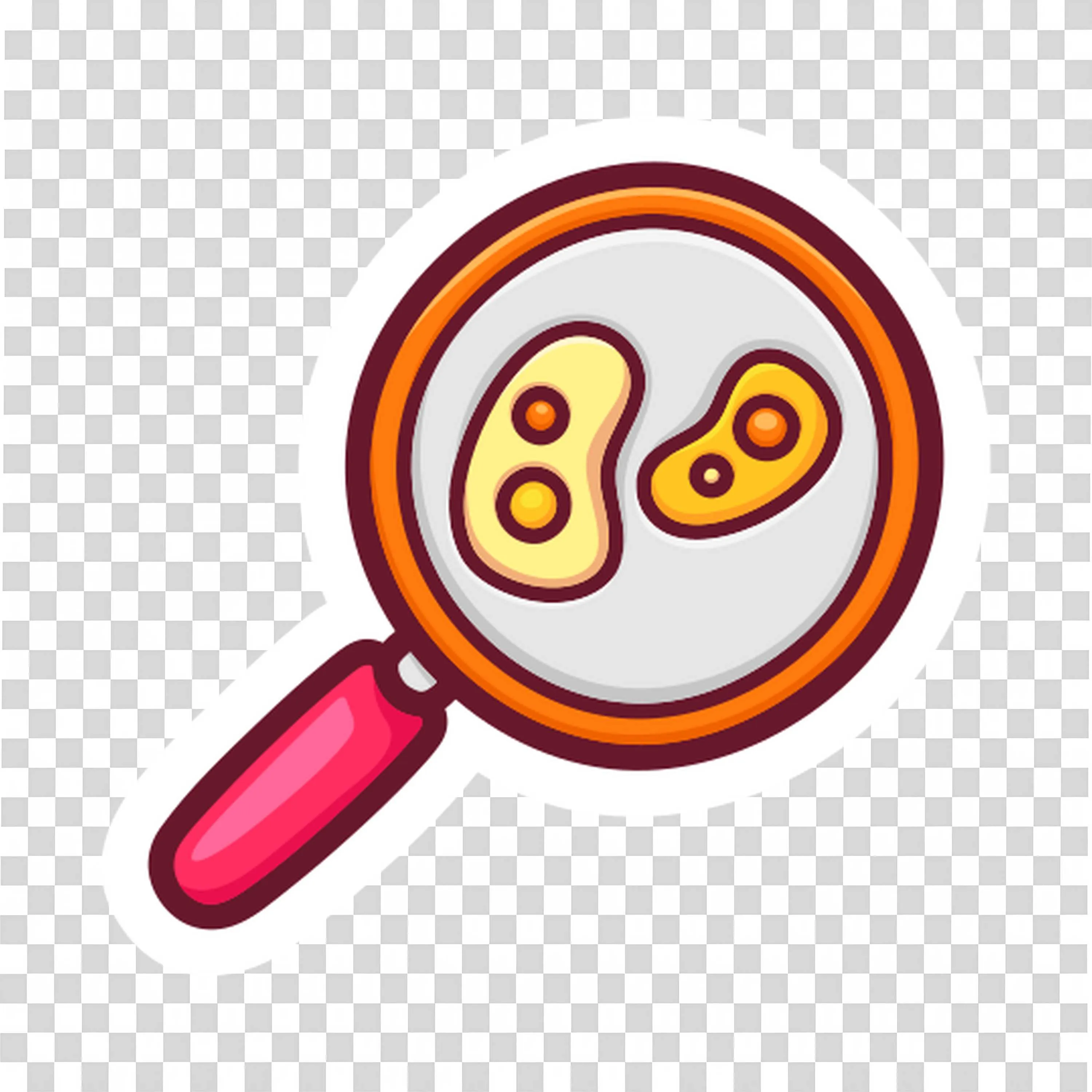 Magnifying Glasses Highlighting Microbes and Cells PNG Image