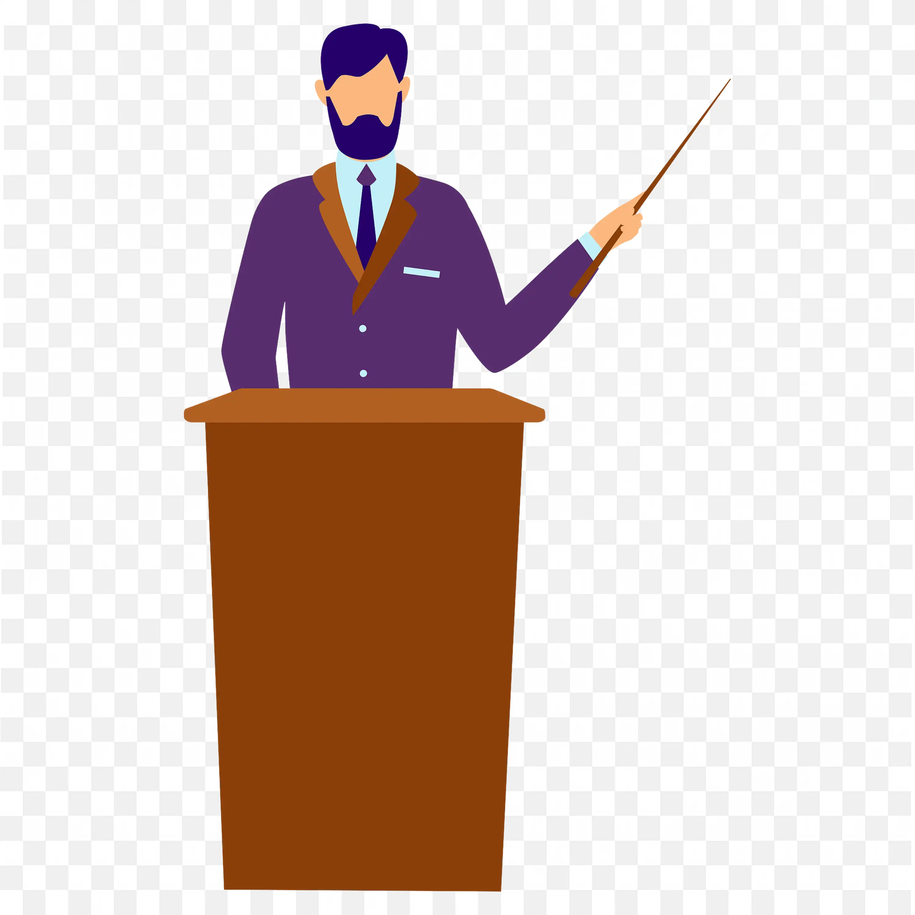 Male Professor in Violet Coat Giving a Presentation PNG