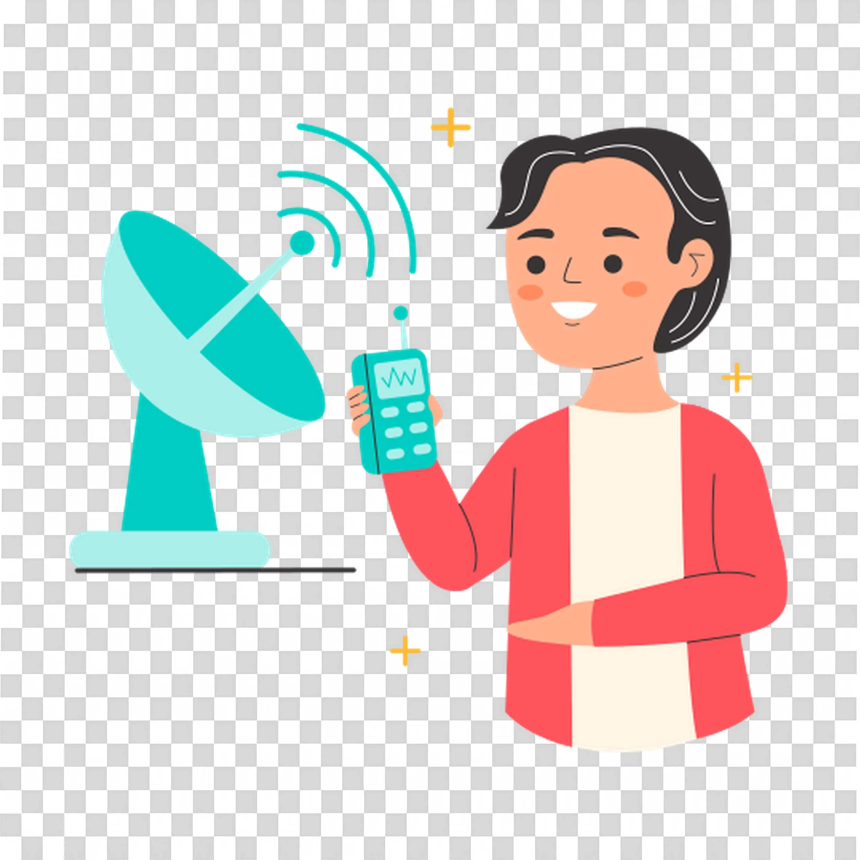 Man Communicating with a Satellite Radio Device Free Png