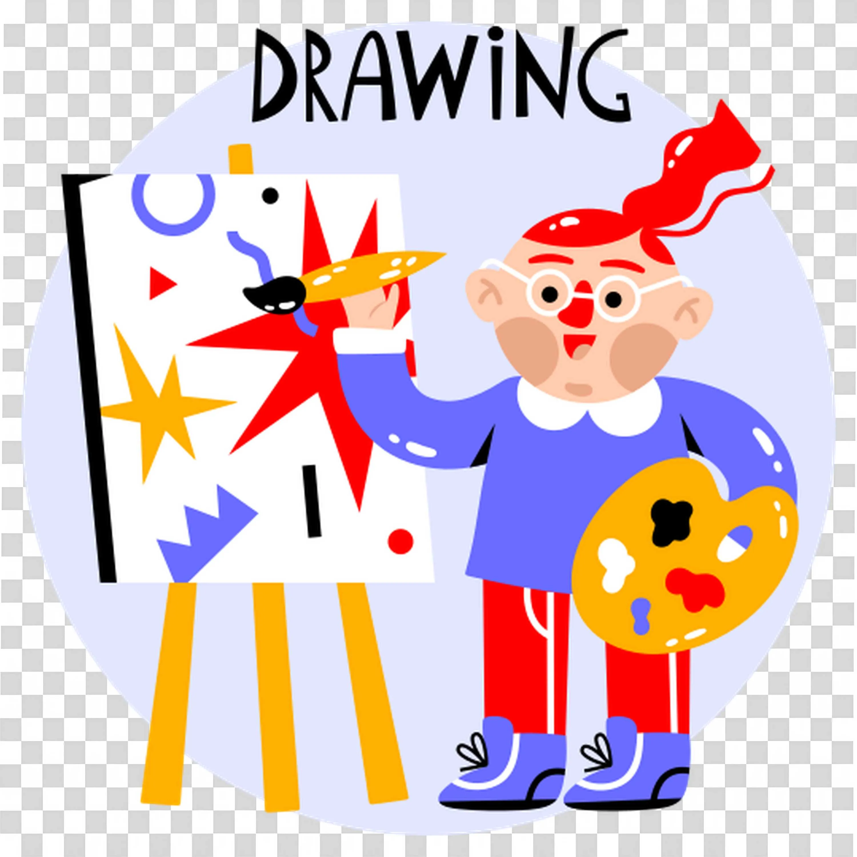 Man Is Painting on the Canvas with Vibrant Colours PNG Image