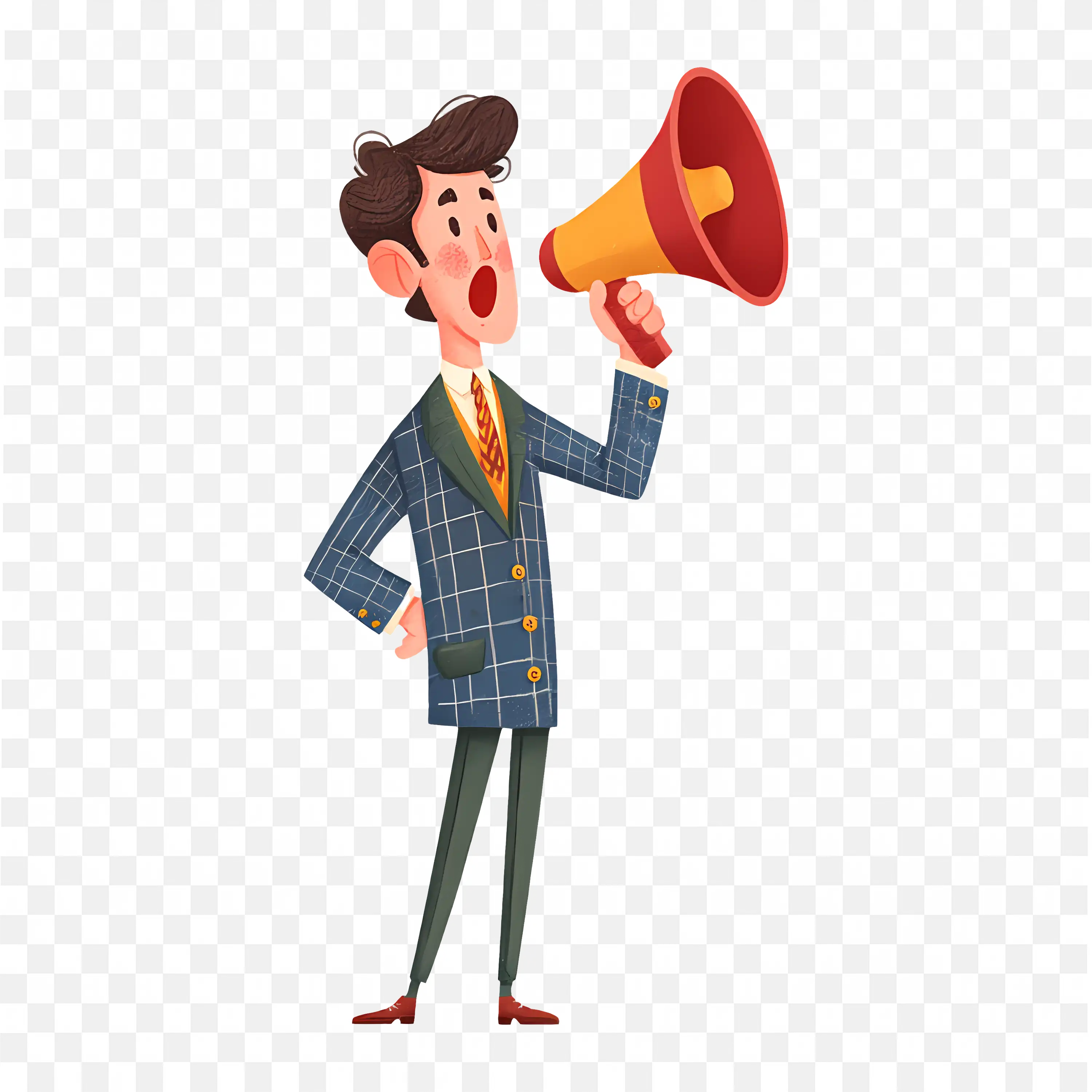 Man with Megaphone Making an Announcement PNG Image Free