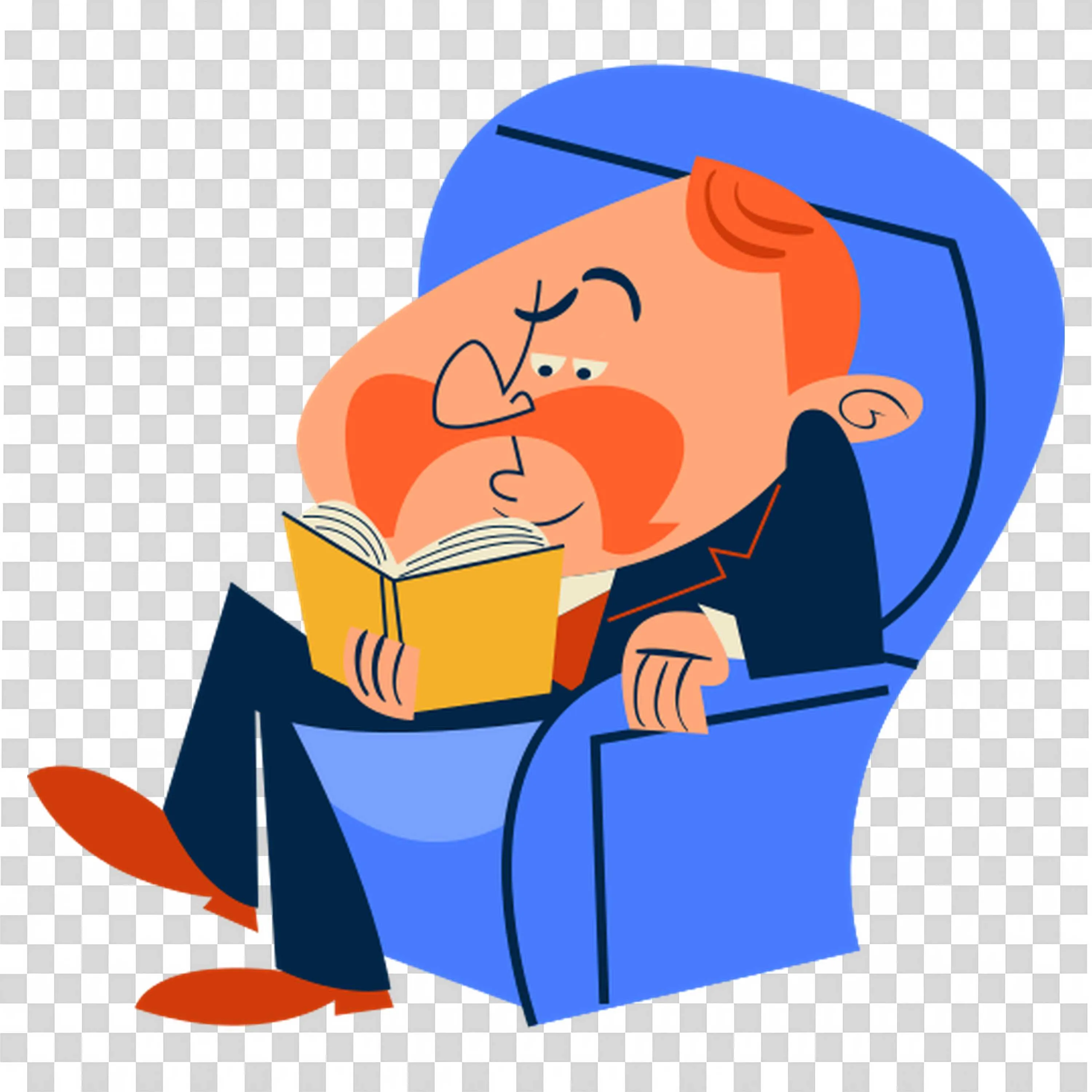 Man Reading a Book While Relaxing in a Comfortable Chair