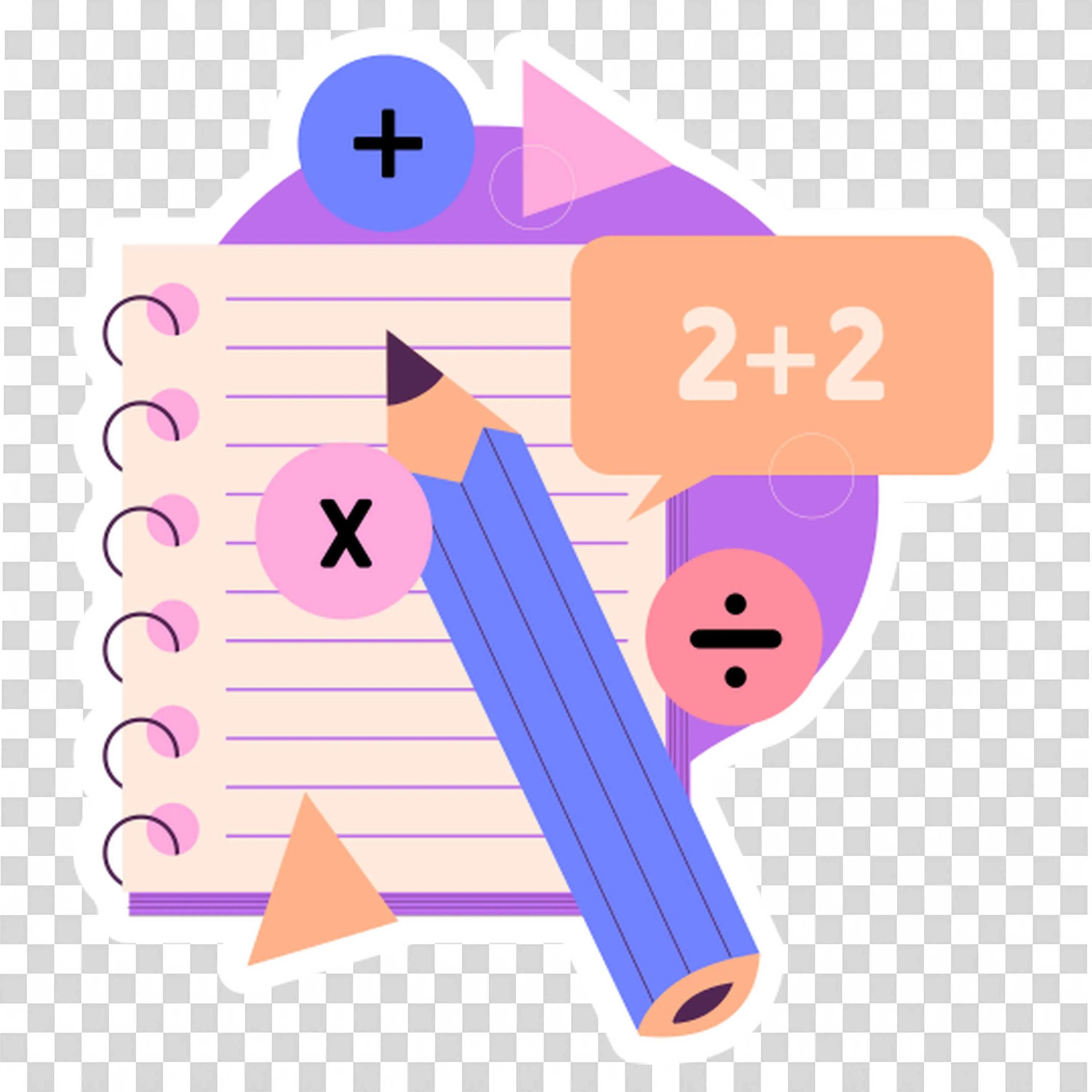 Math Notebook Illustration with Pencil with Math Symbols