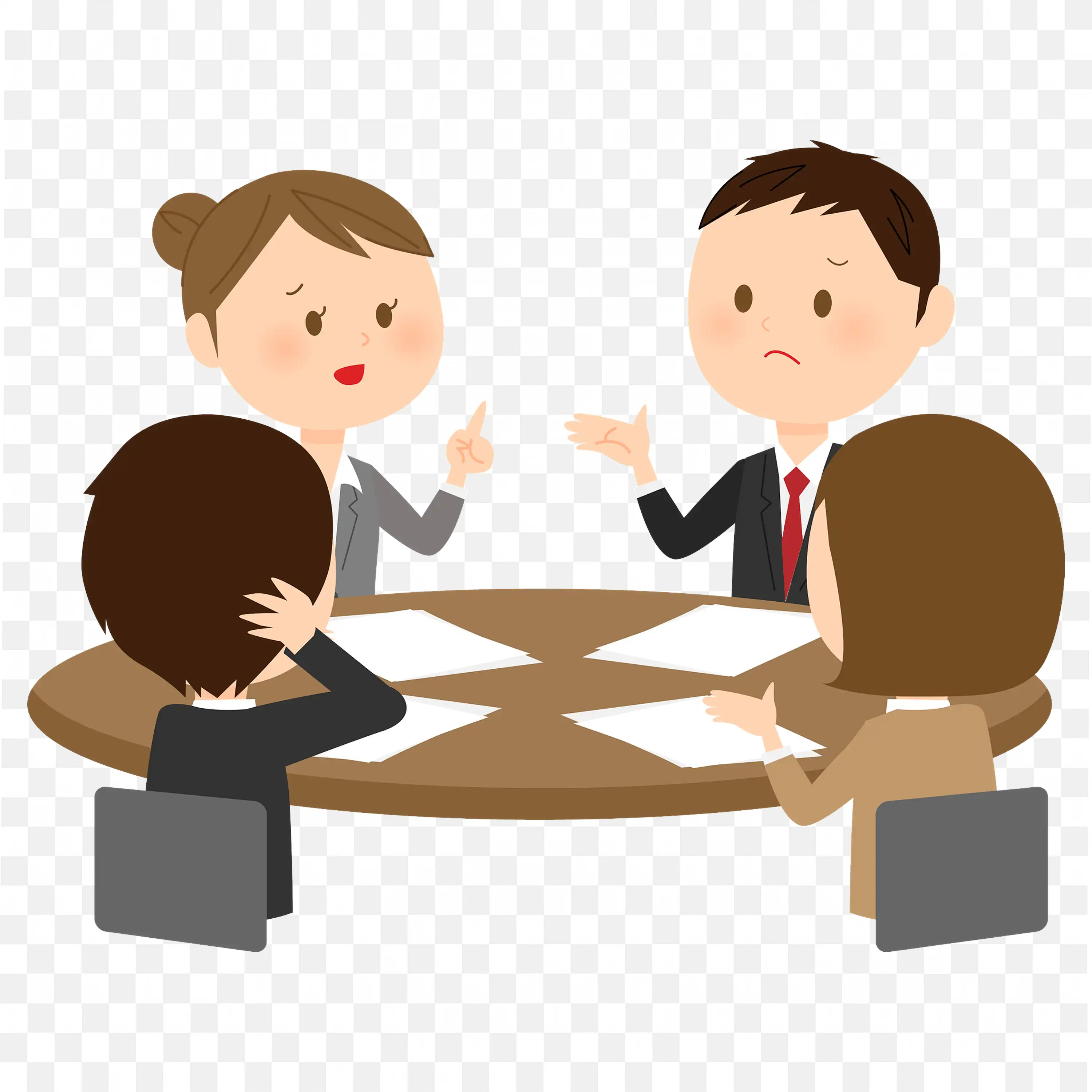Meeting with Discussion and a Mixed Reaction Free PNG Image