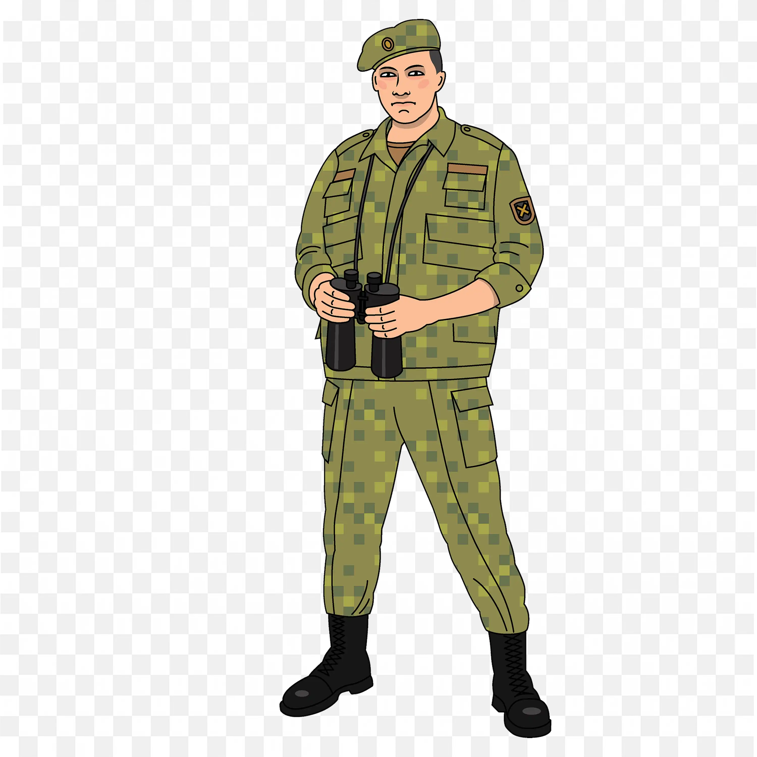 Military Officer in Military Dress and Holding Zoom Lenses