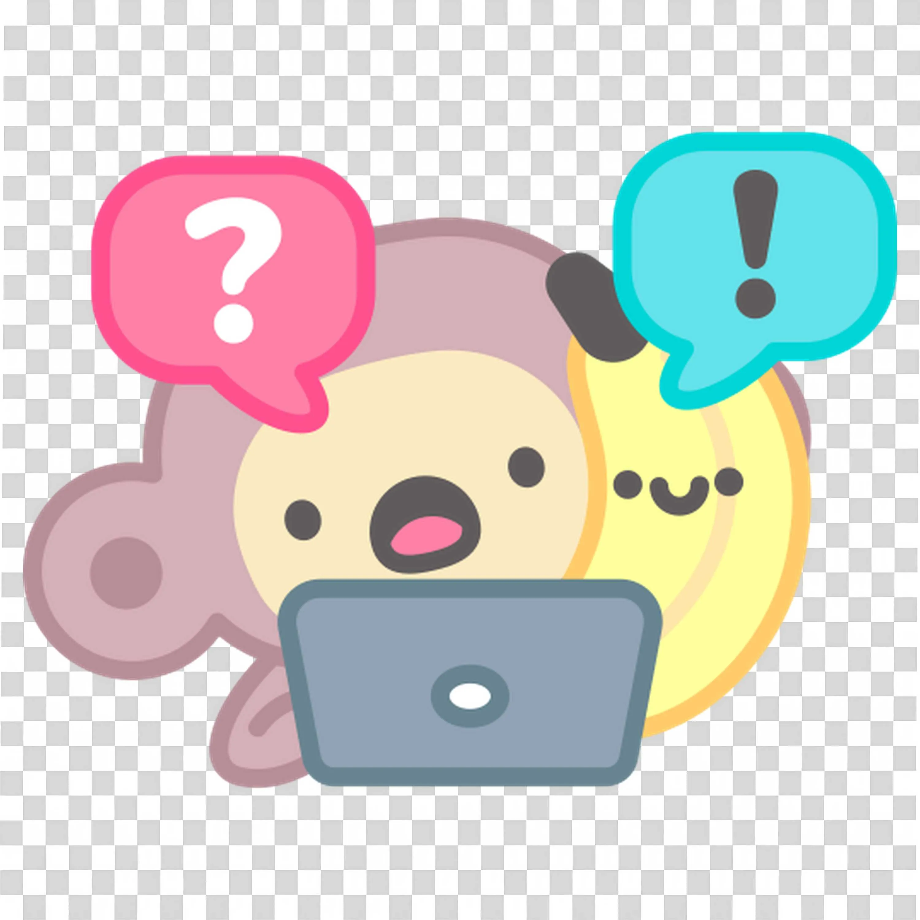 Monkey and Banana Confused with Question and Exclamation Mark