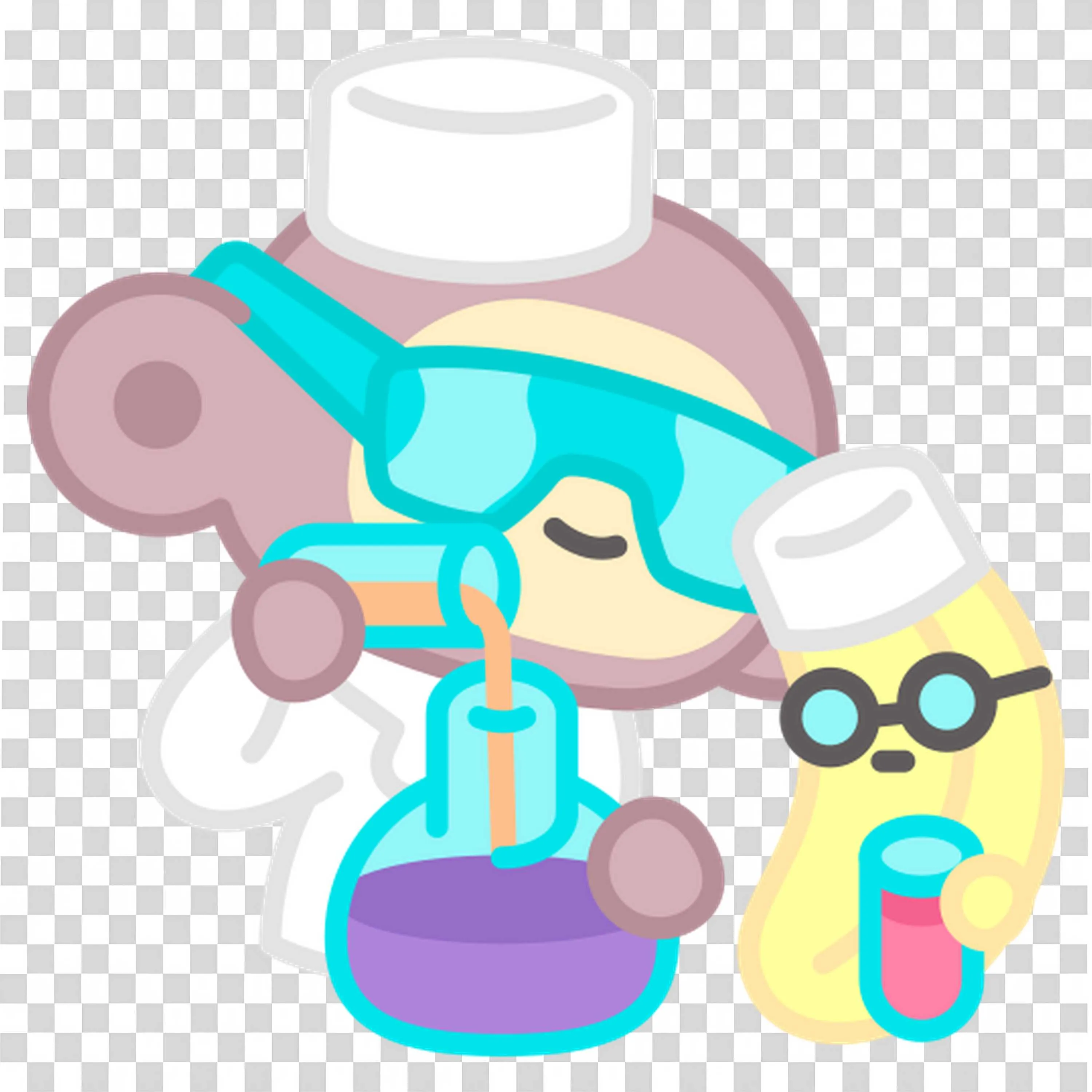 Monkey and Banana Scientist Mixing Colourful Chemicals Png