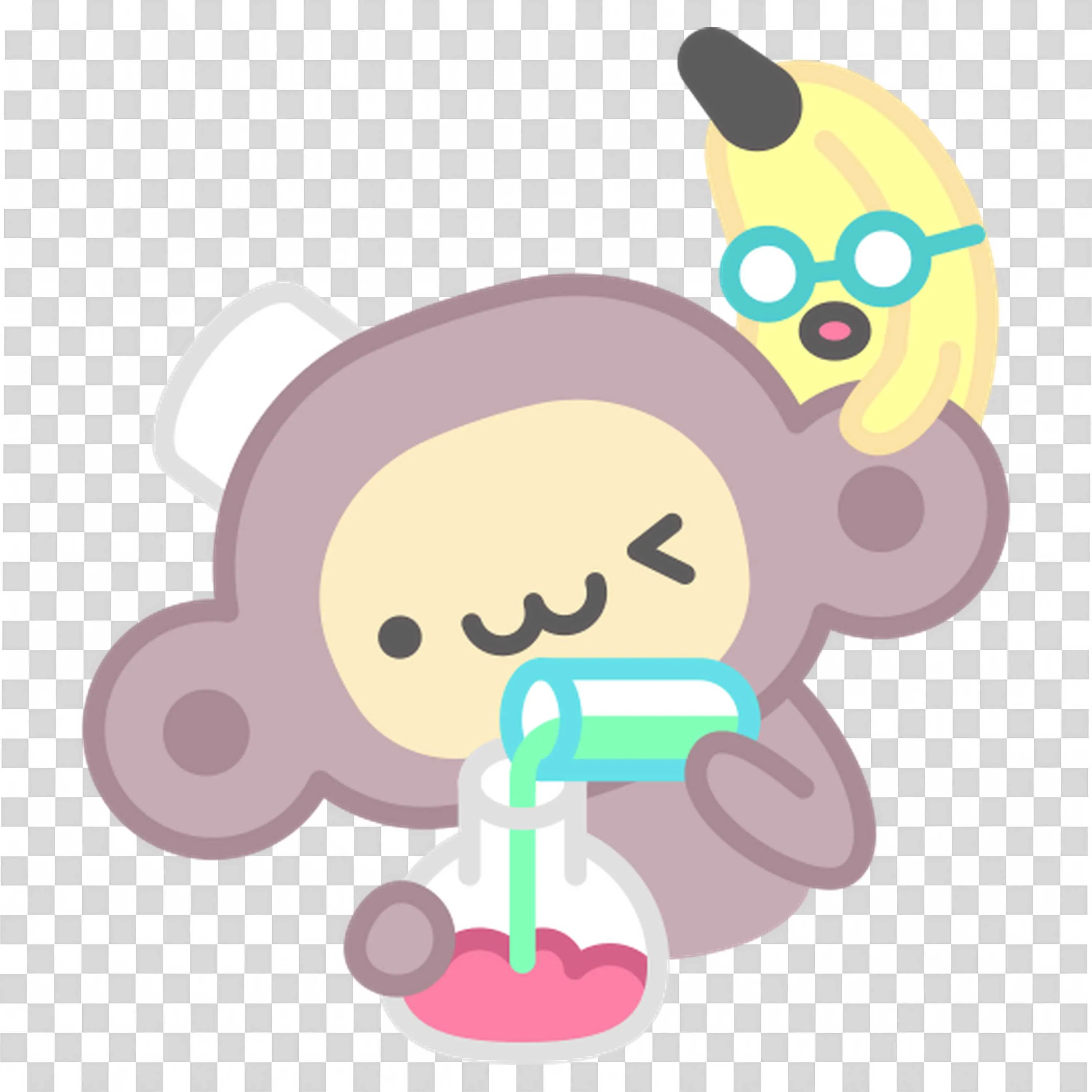 Monkey Scientist with Banana in Lab Cartoon Free PNG Image
