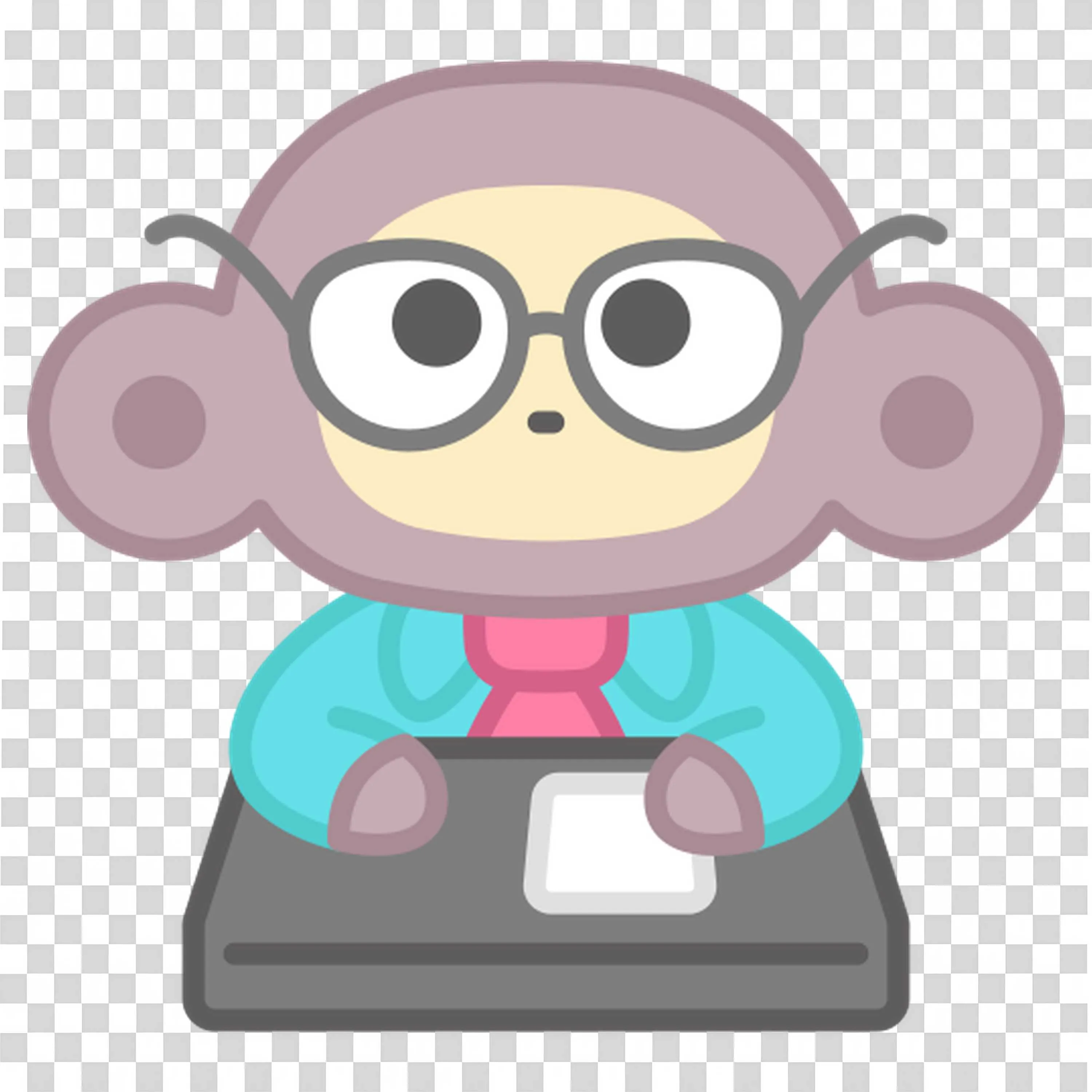 Monkey Student with Glasses Sitting on the Desk with Card