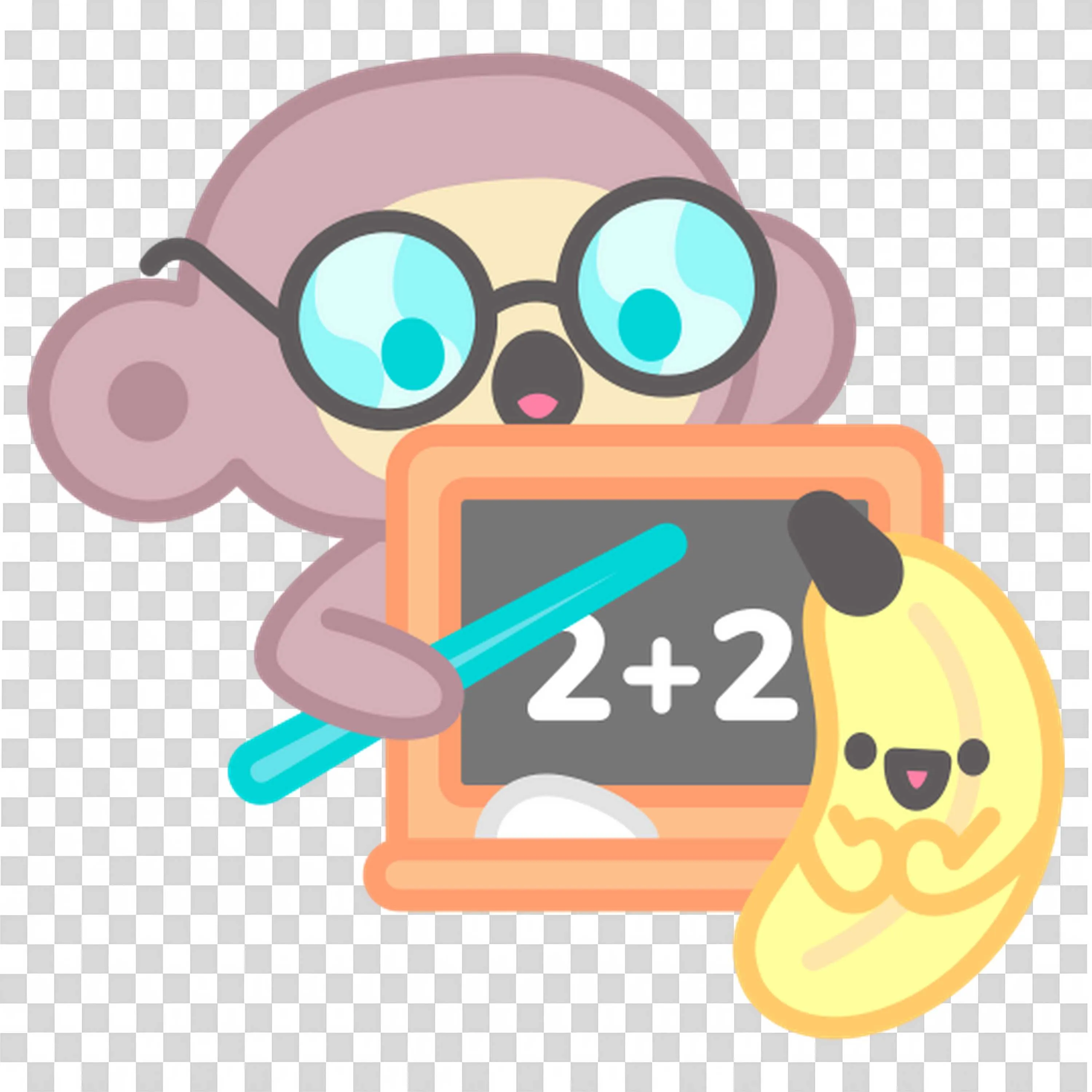 Monkey Teacher Teaching Math on a Chalkboard with a Banana