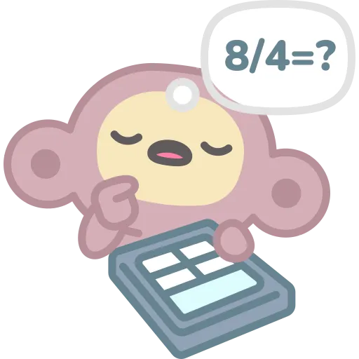 Monkey typing numbers on calculator smiling free PNG