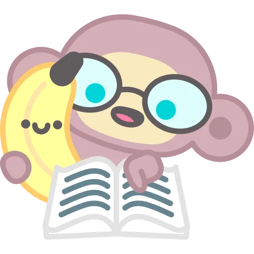 Monkey with Glasses Reading Book on White Background