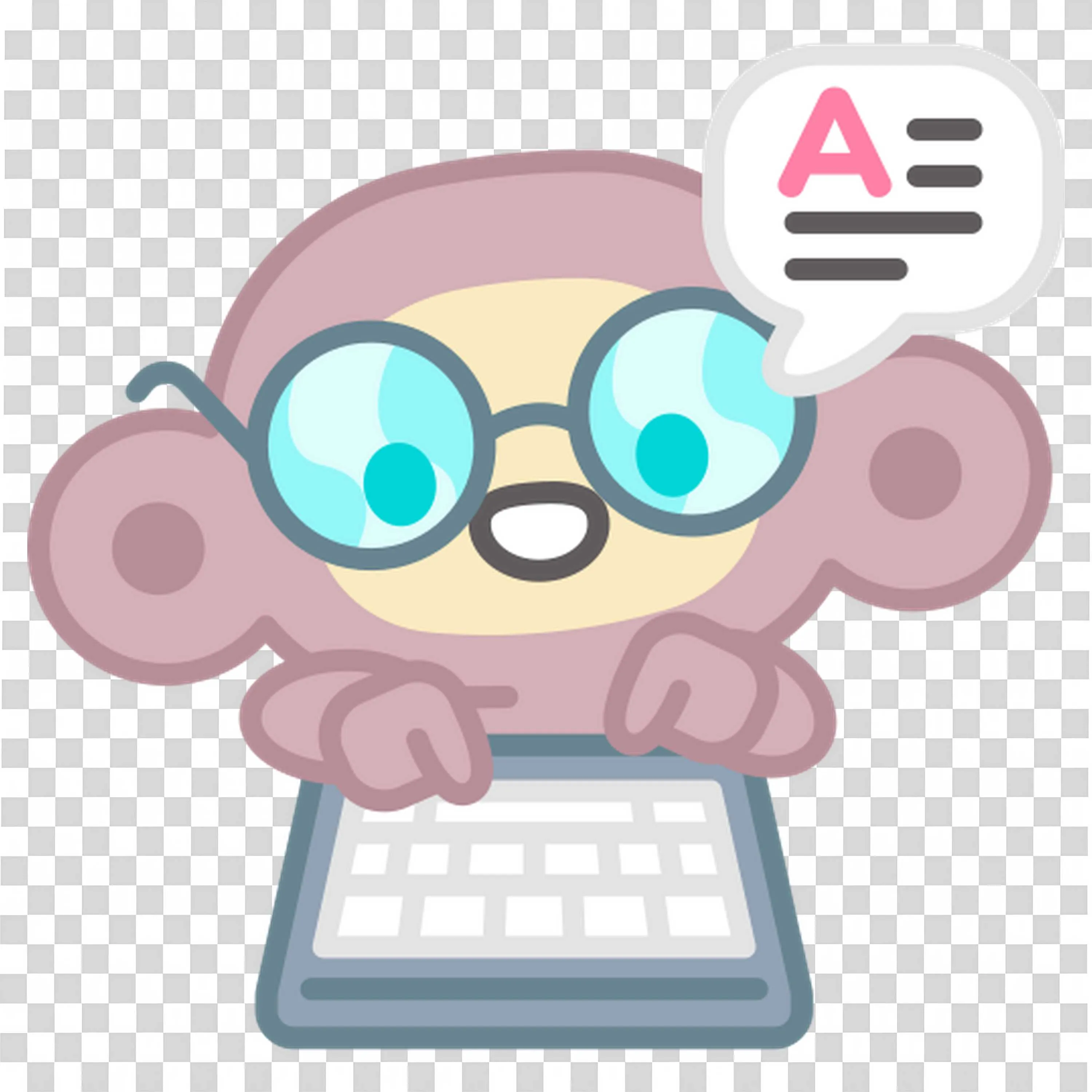 Monkey with Glasses Typing on a Laptop and Learning Words