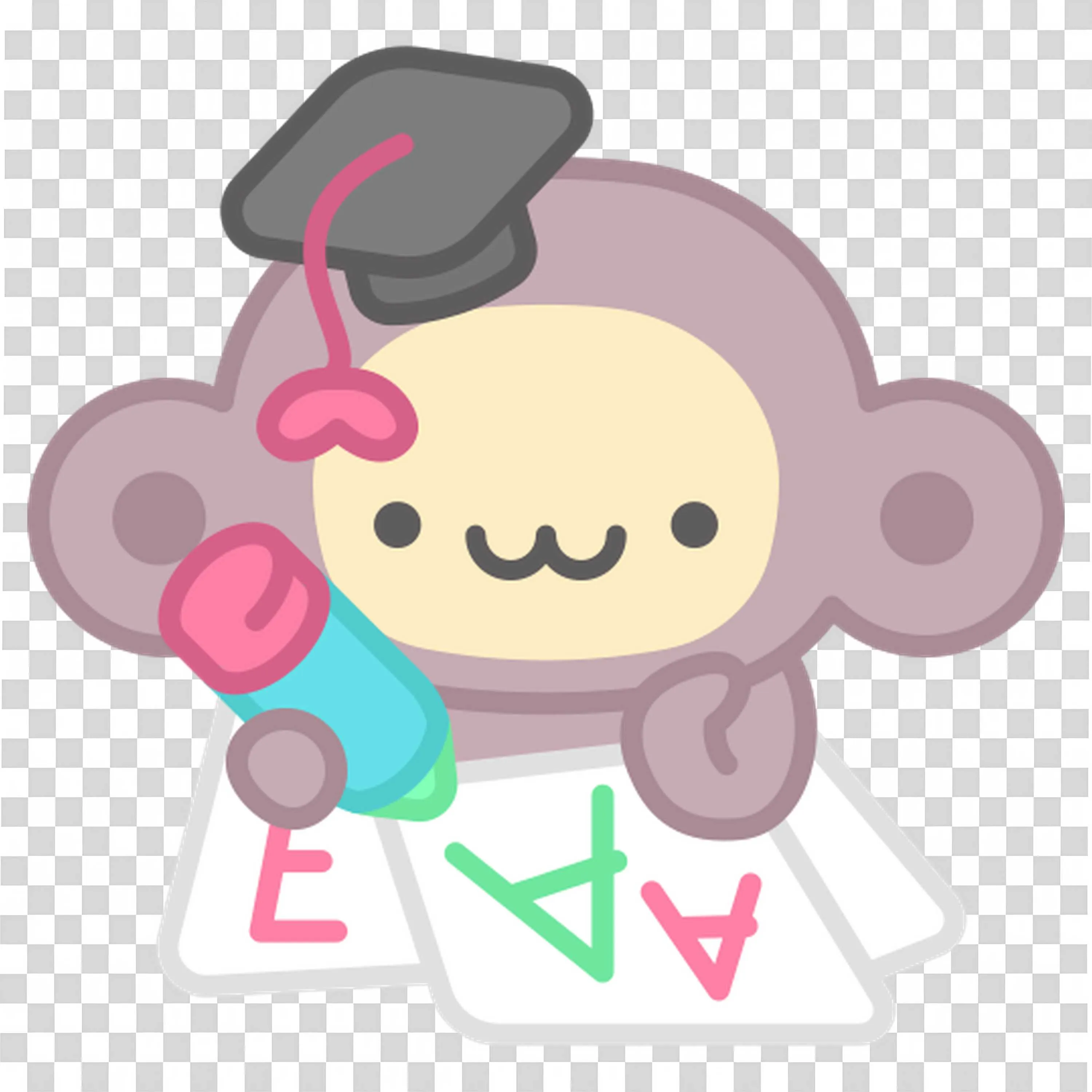 Monkey with Graduation Cap Writing Alphabet in Paper Png
