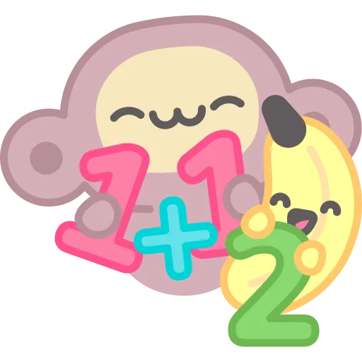 Monkey with numbers learning simple math at school