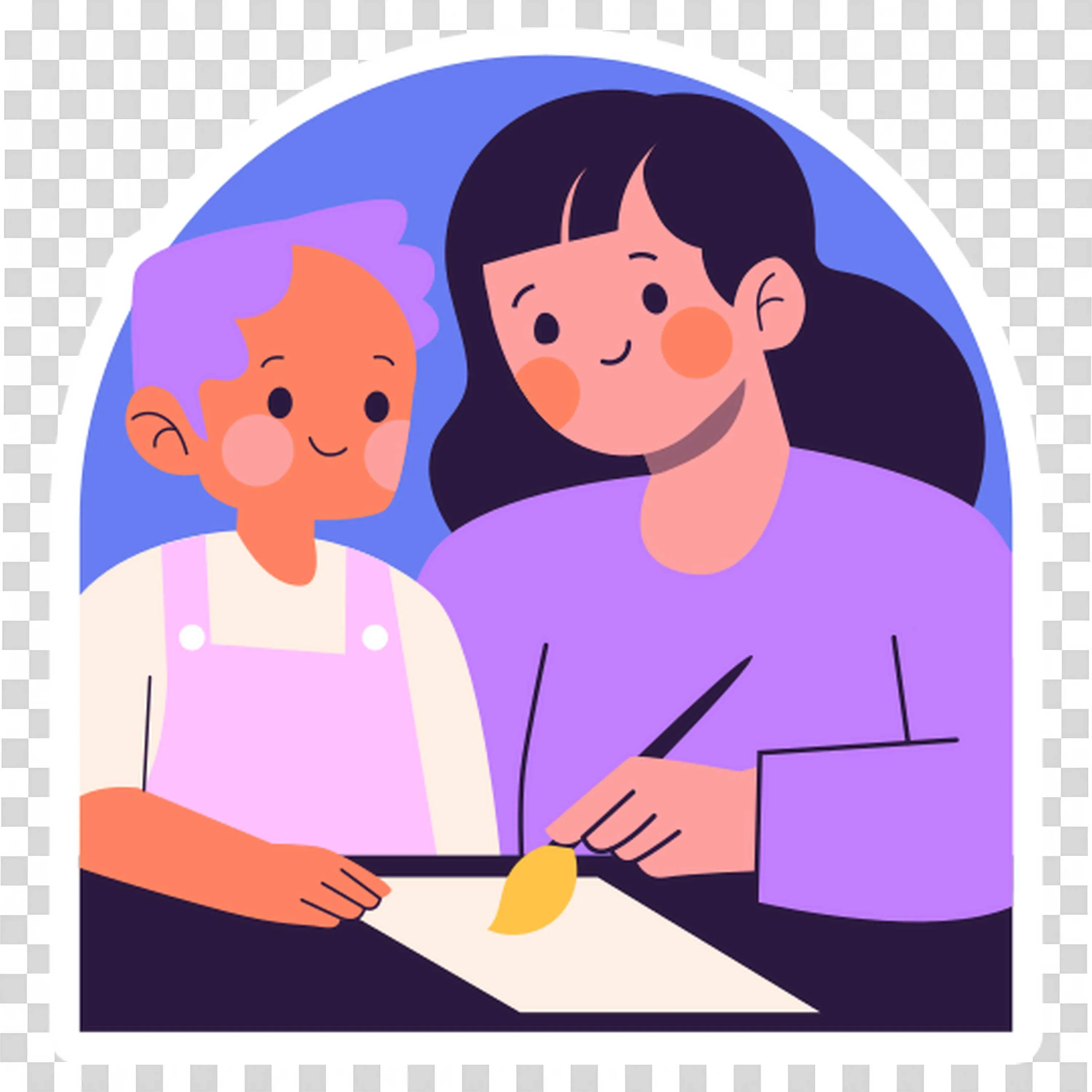 Mother and Child Painting Together Visual Hd PNG Download